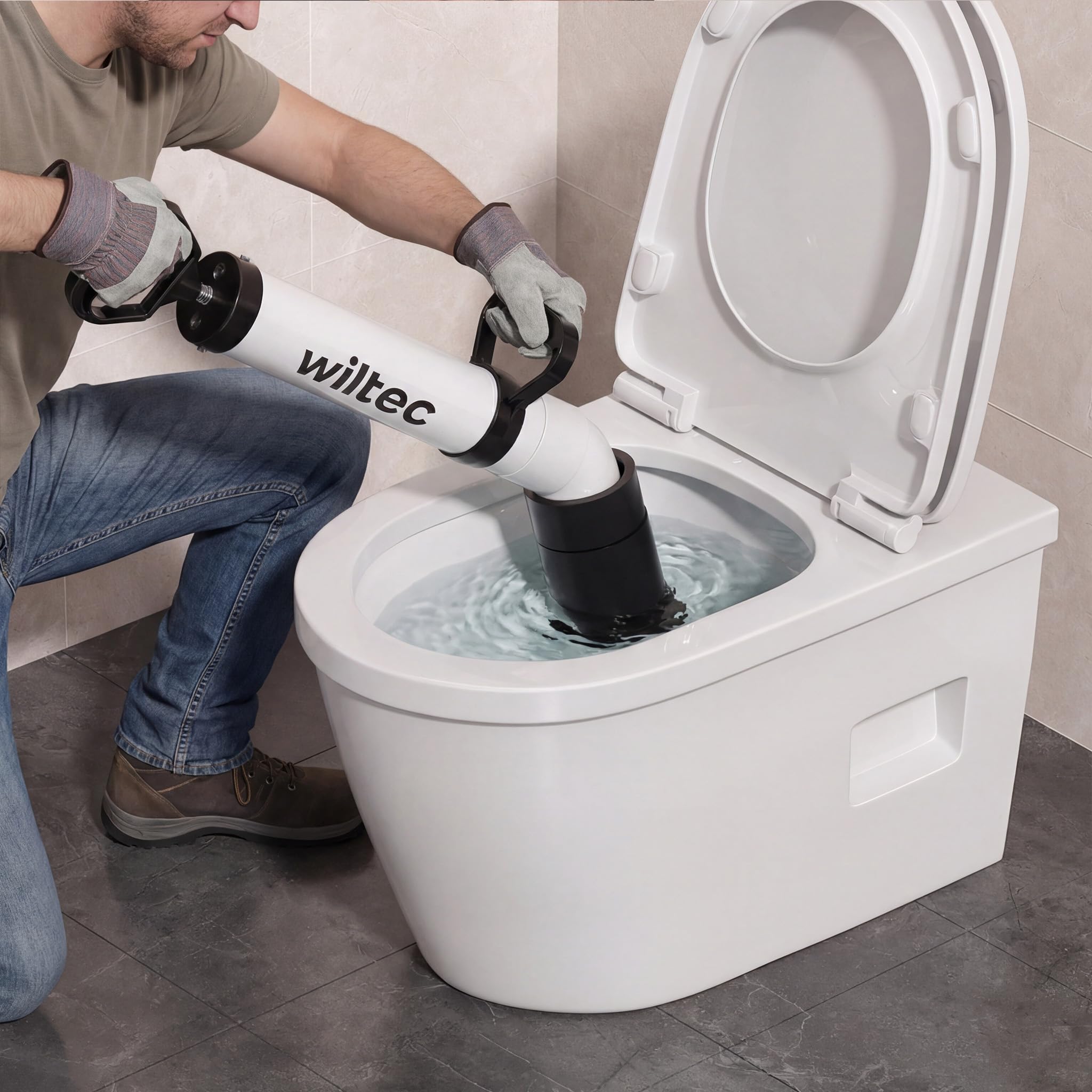 Wiltec pompa sturatubi alta pressione 3 adattatori PVC