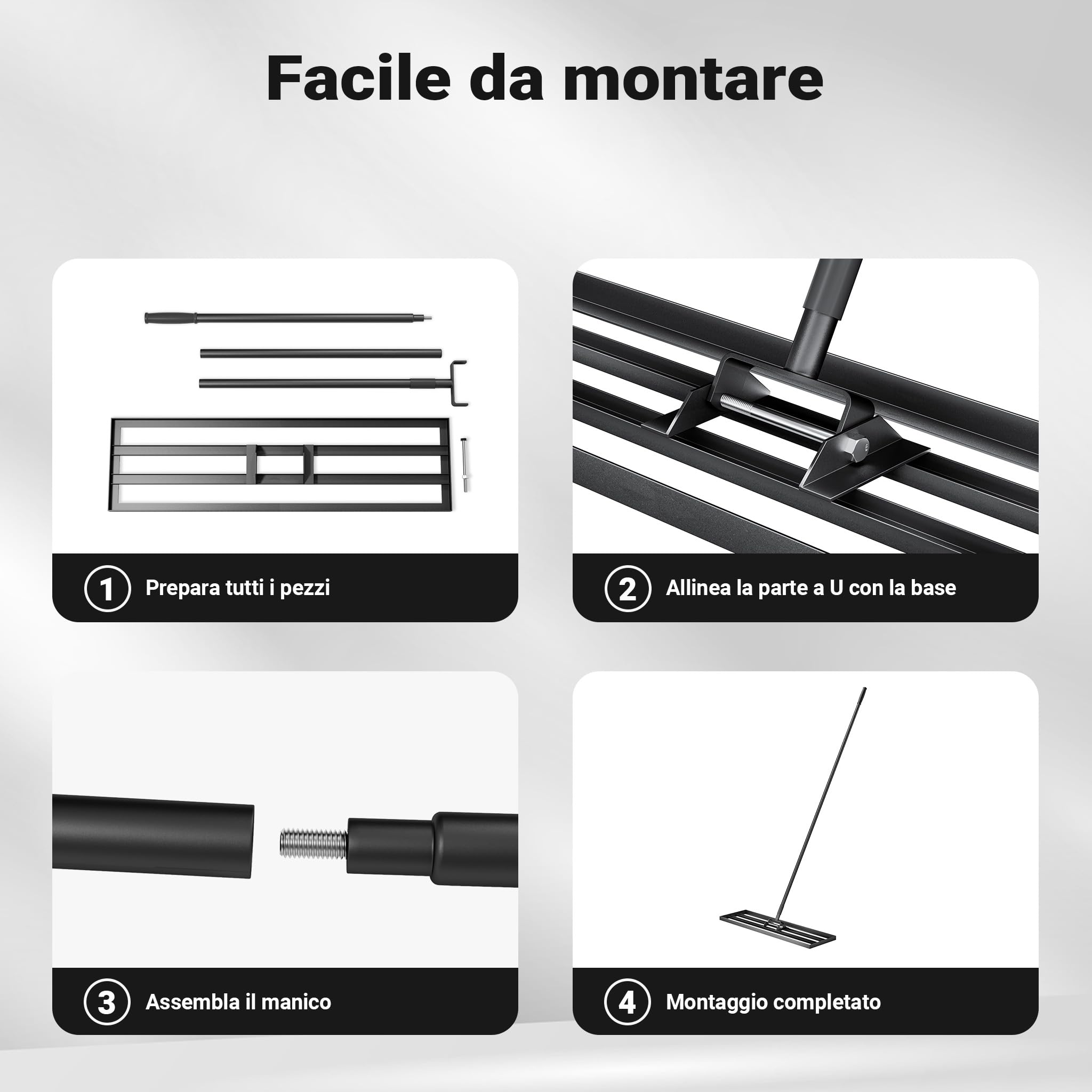 Wiltec Rastrello livellatore alluminio 121,9x25,4 cm prato