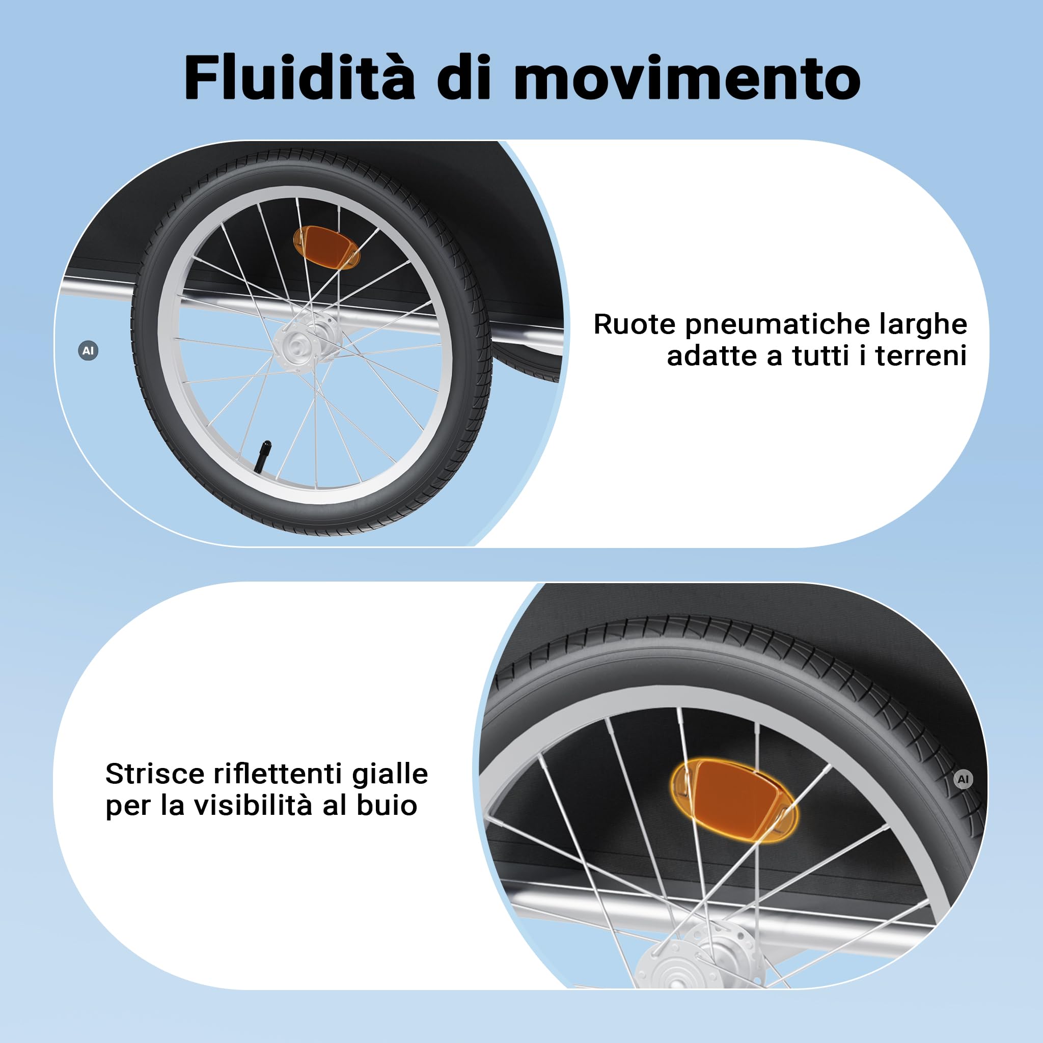 Wiltec Rimorchio Bici 65 kg con timone pieghevole