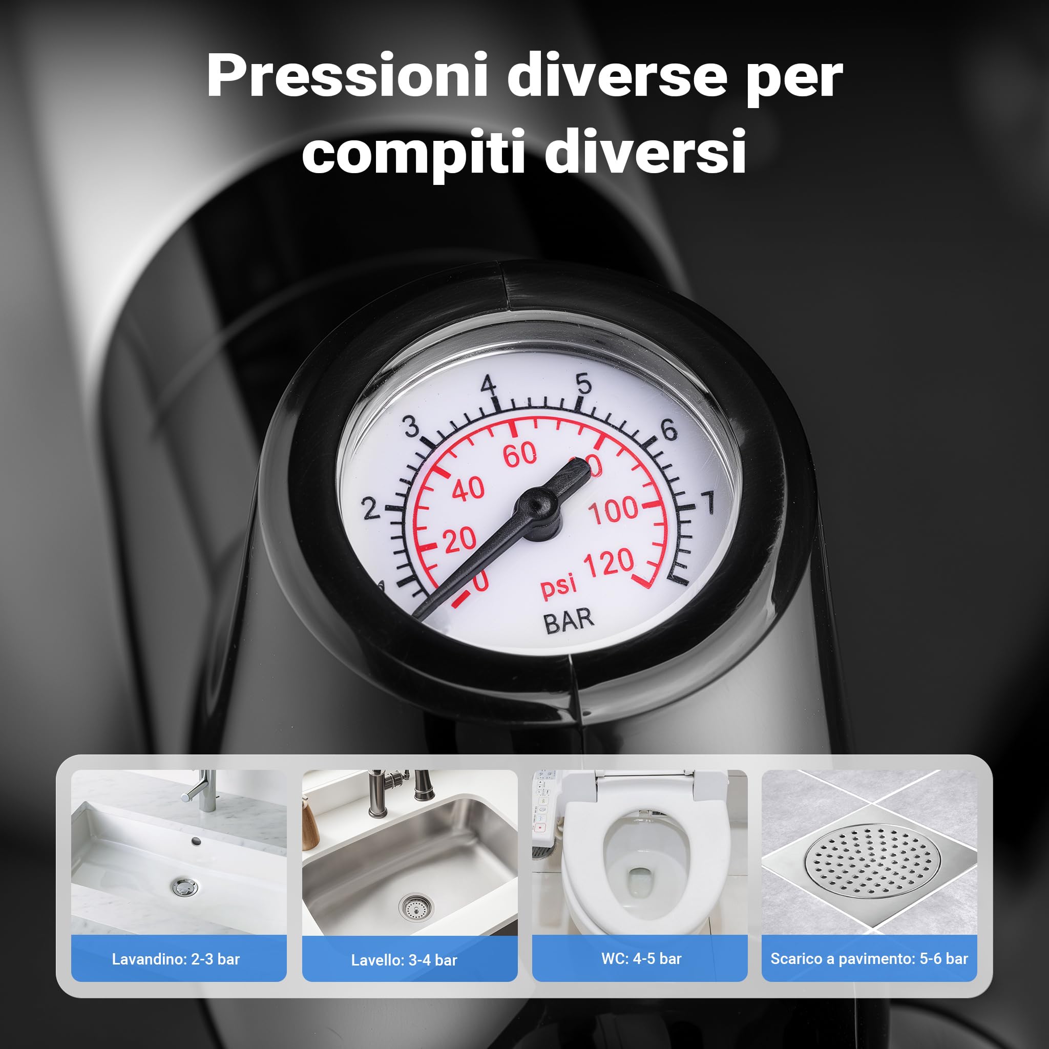 Wiltec Sturatubi ad aria compressa 1-8 bar inox con ugelli