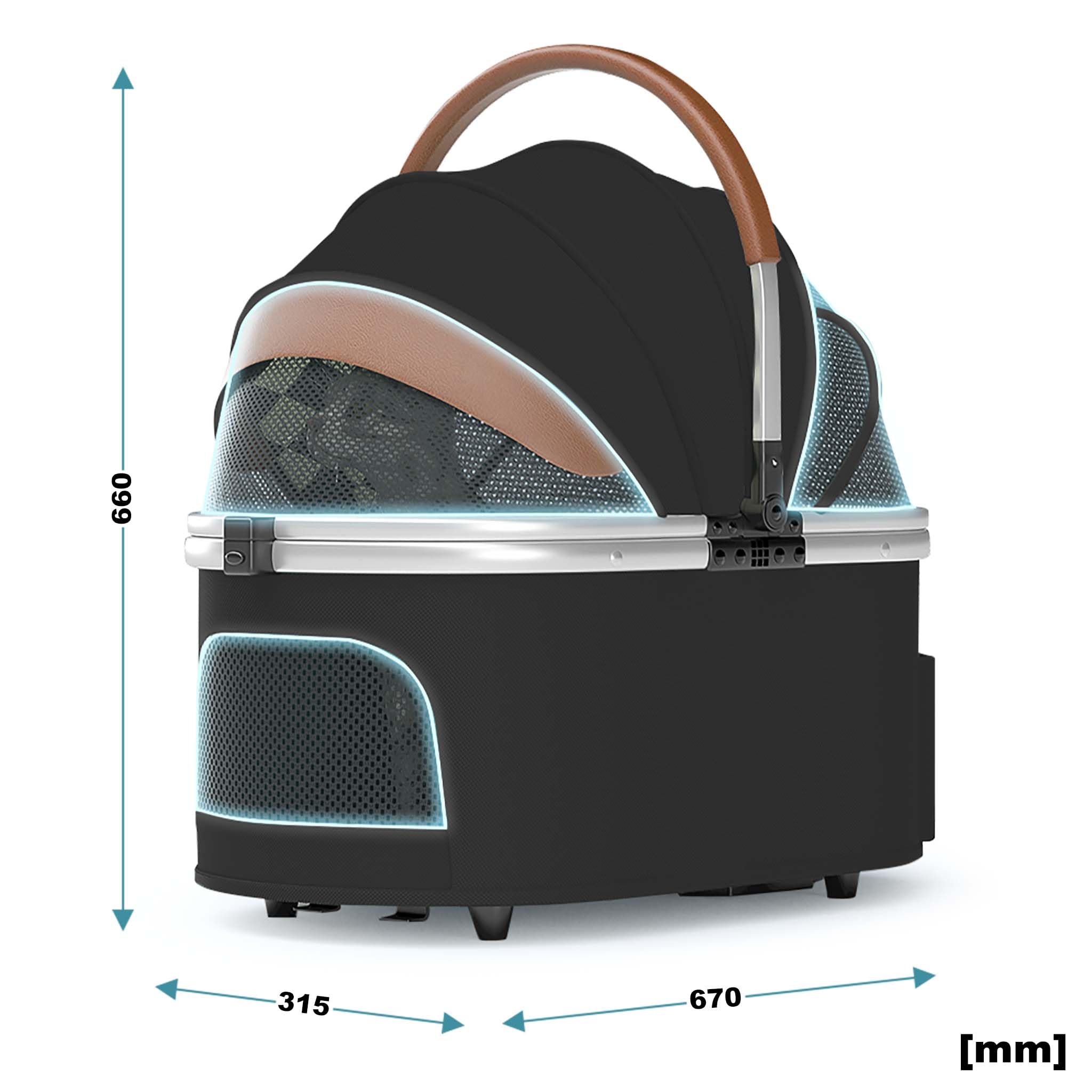 Fudajo 2in1 passeggino per cani nero 15 kg