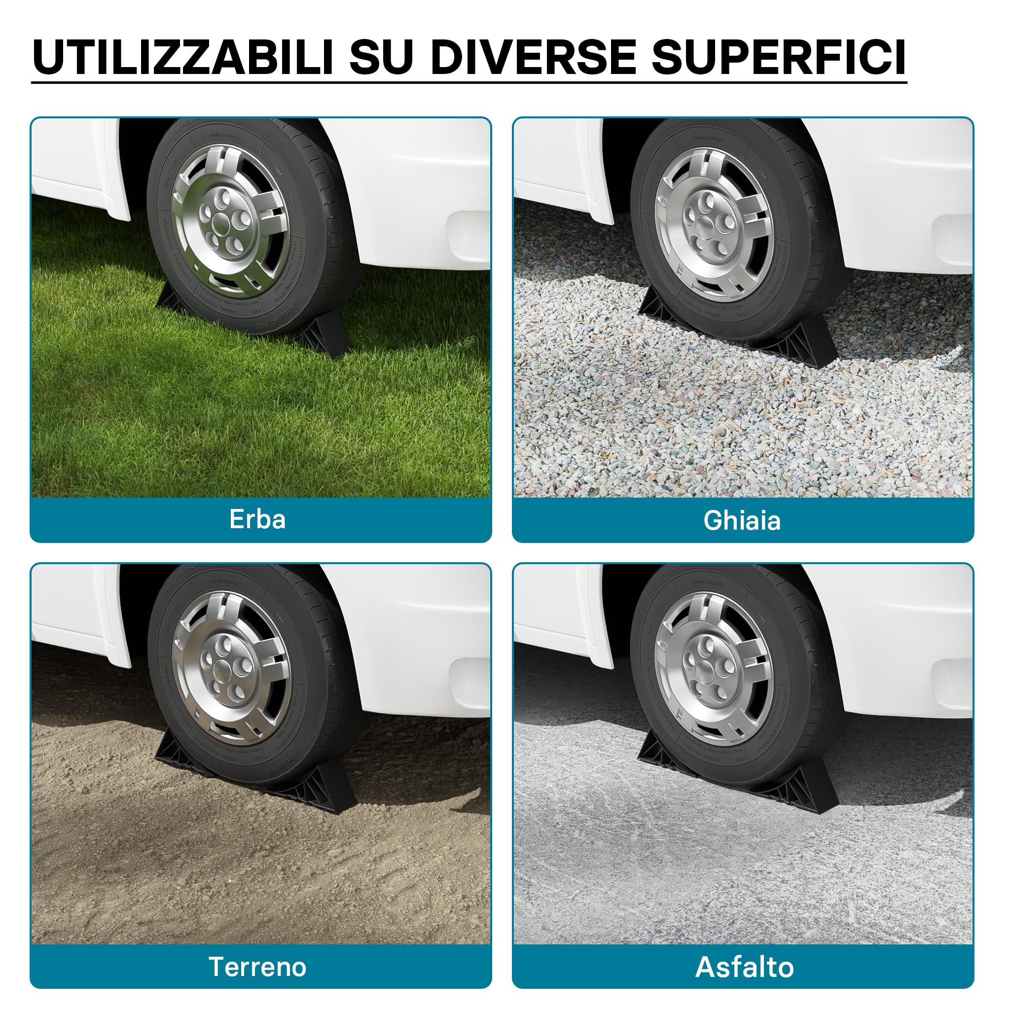 Wiltec Cunei Bloccaruota 2pz HDPE 1,6T 220x90x110mm Staffa