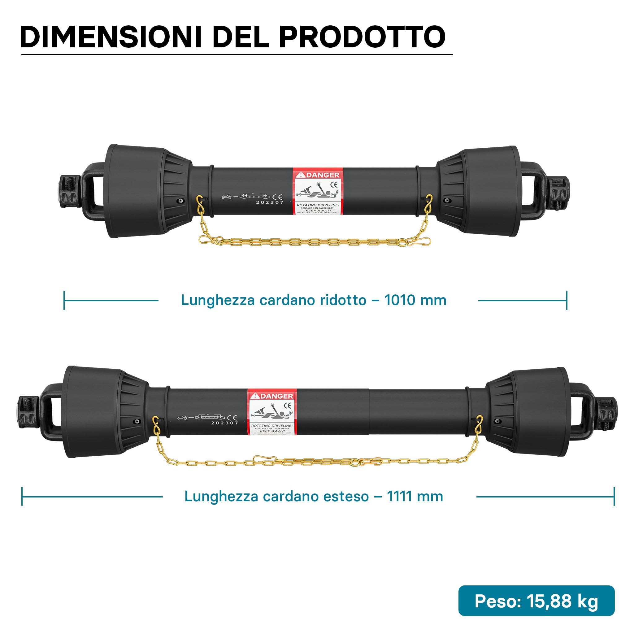 Wiltec T6 albero cardanico 1010-1310 mm 830 Nm 100 CV