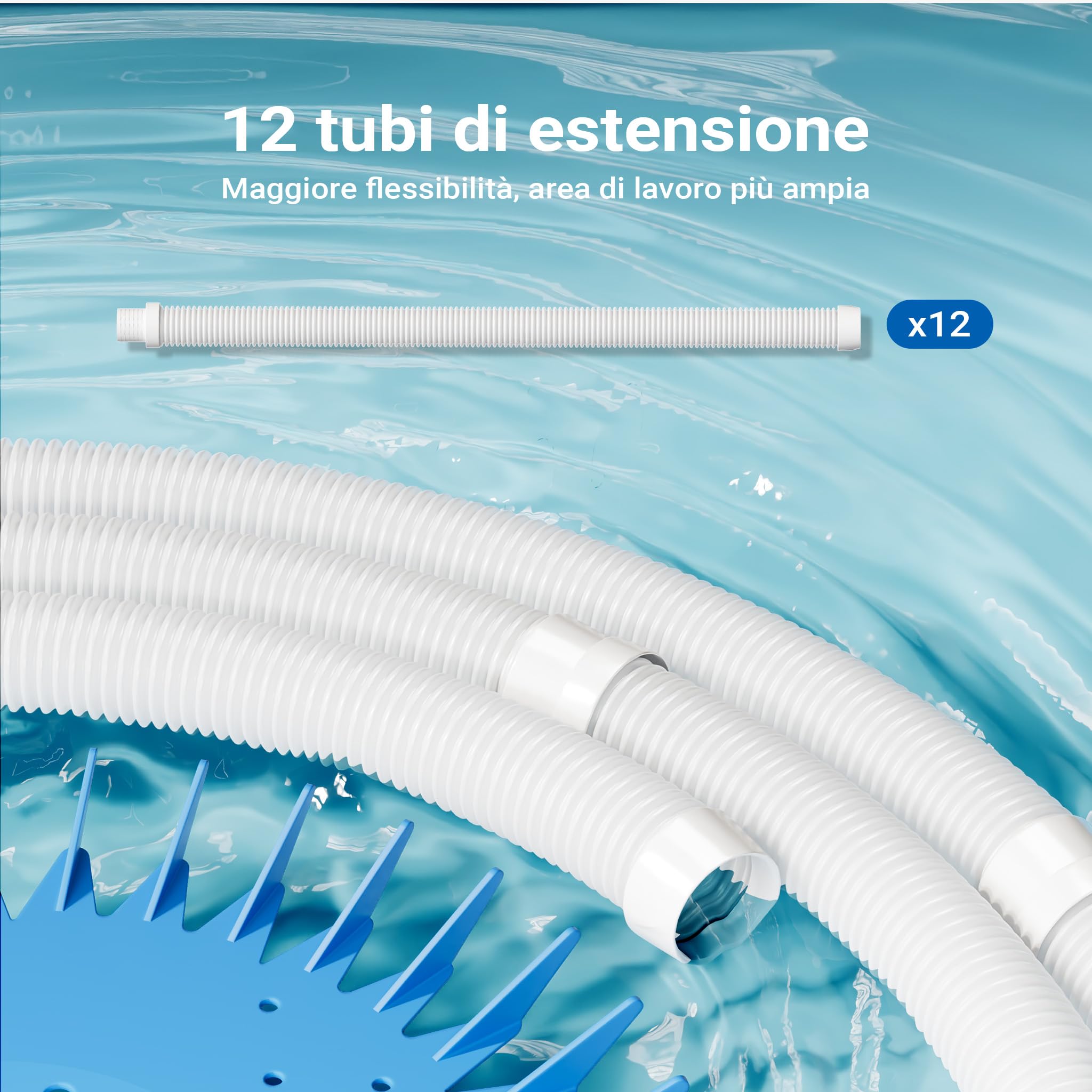 Wiltec Pulitore Piscina Automatico Fondo con 12 tubi