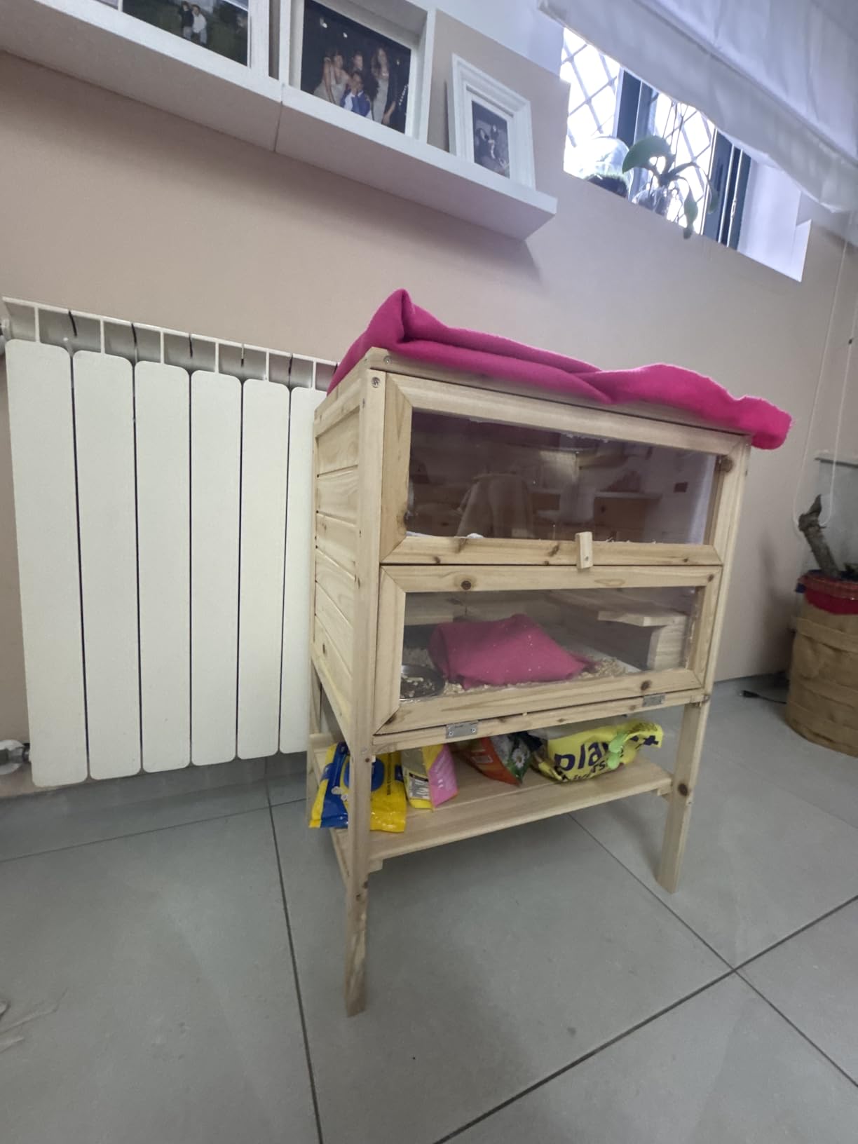 Wiltec Gabbia Roditori 3 Livelli 60x40x80 Legno Plexiglas