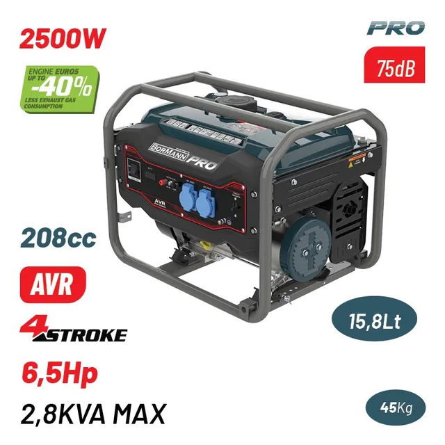 Bormann Pro BGB3000 generatore benzina 2500W AVR Euro 5