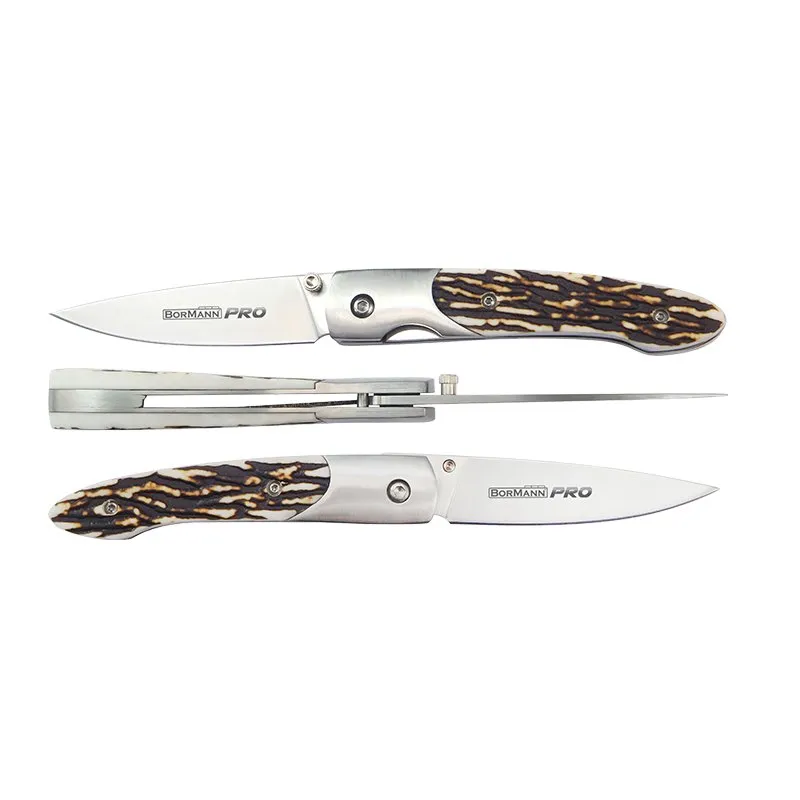 Bormann Coltello Pieghevole 180mm Manico Corno Lama 10cm