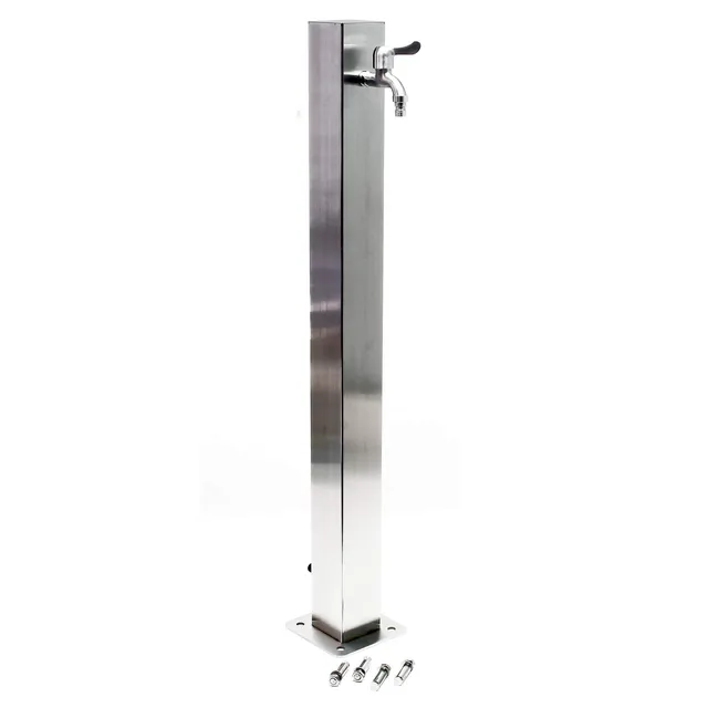 Wiltec Fontanella colonna acqua acciaio inox 95 cm quadrata
