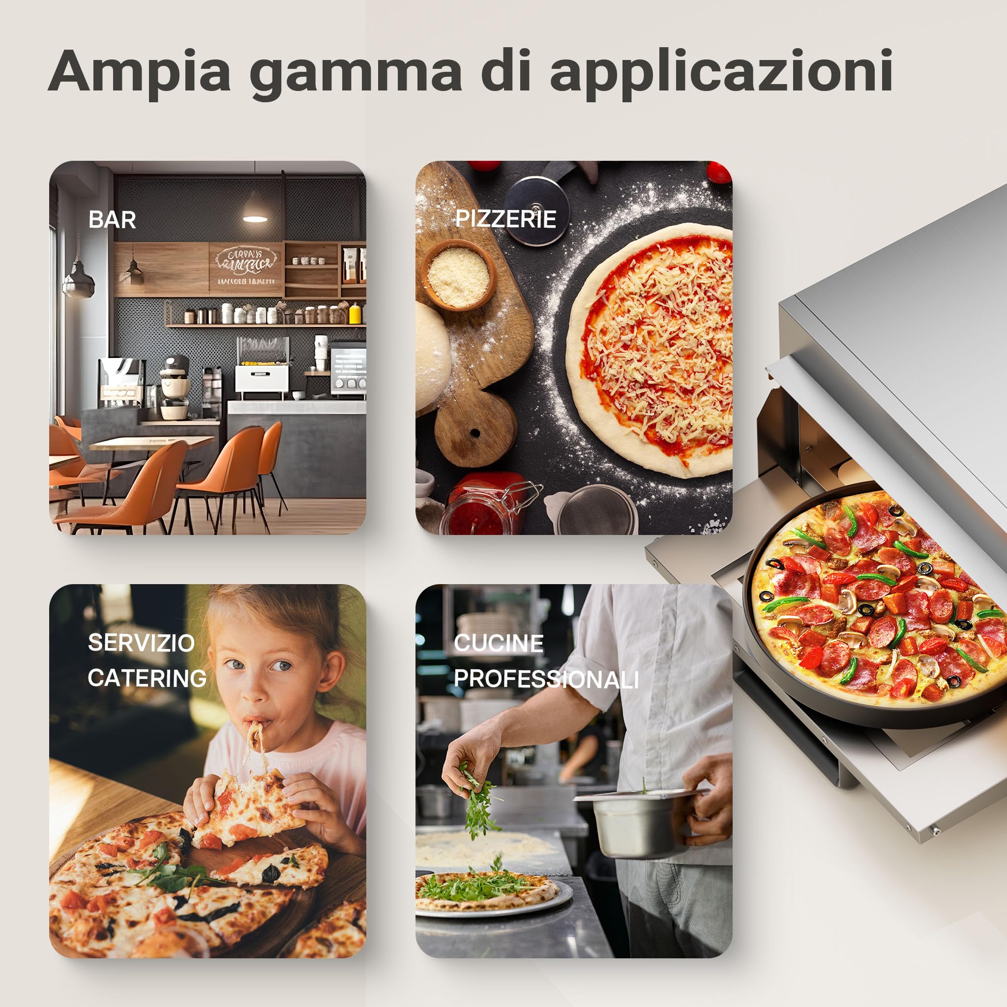 Wiltec Fornetto pizza elettrico 2000W pietra 350°C