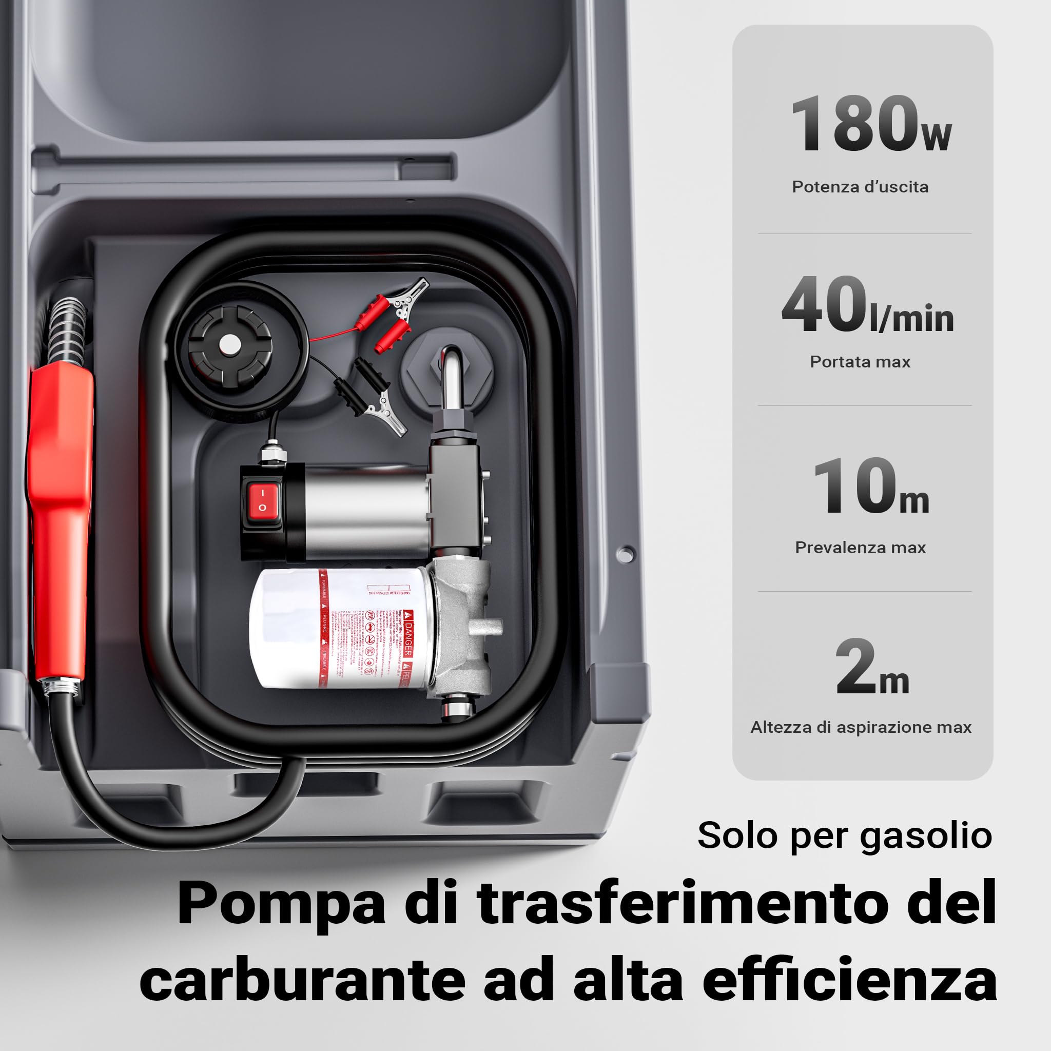 Wiltec Serbatoio Gasolio 180 l con Pompa 12V Serbatoio 40 l/min