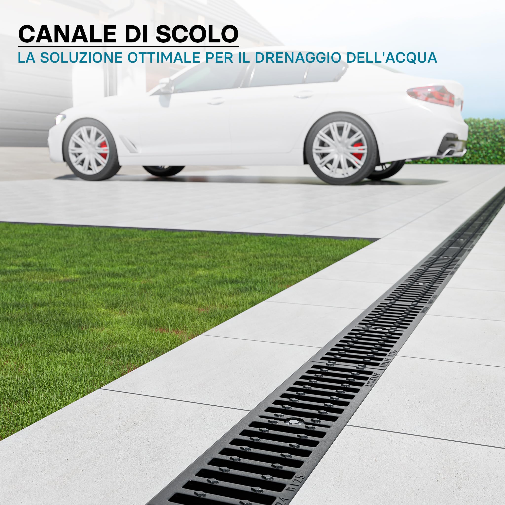 Wiltec Canaletta Drenaggio 1 m Griglia Ghisa 12,5 T