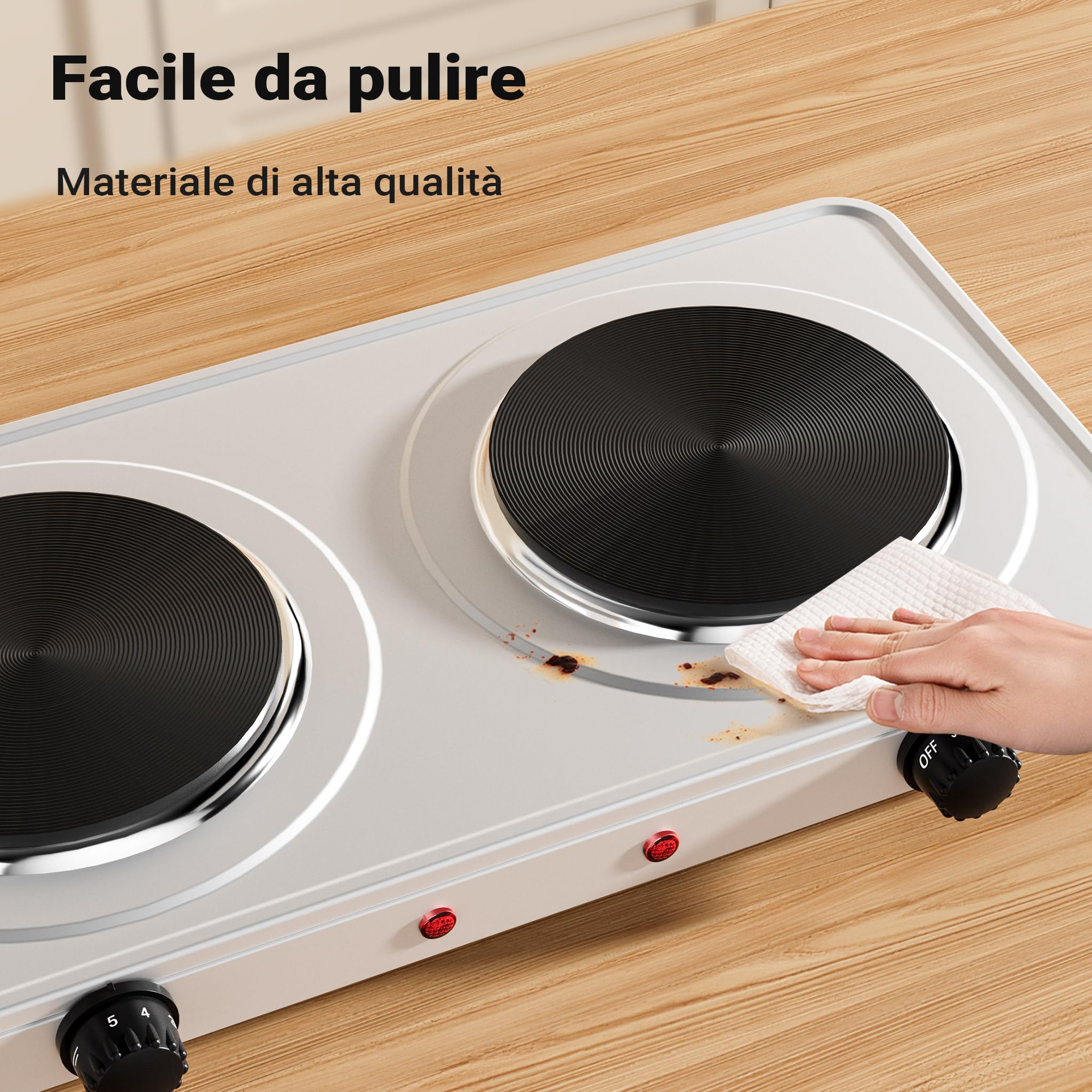 Wiltec Fornello Elettrico Doppia Piastra Ghisa 2000W