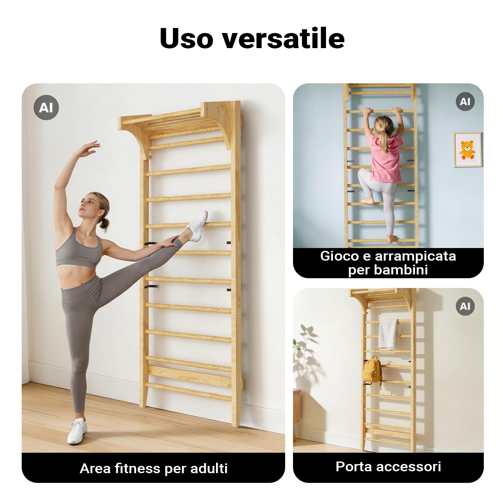 Wiltec Spalliera Svedese Legno 220 cm Portata 150 kg
