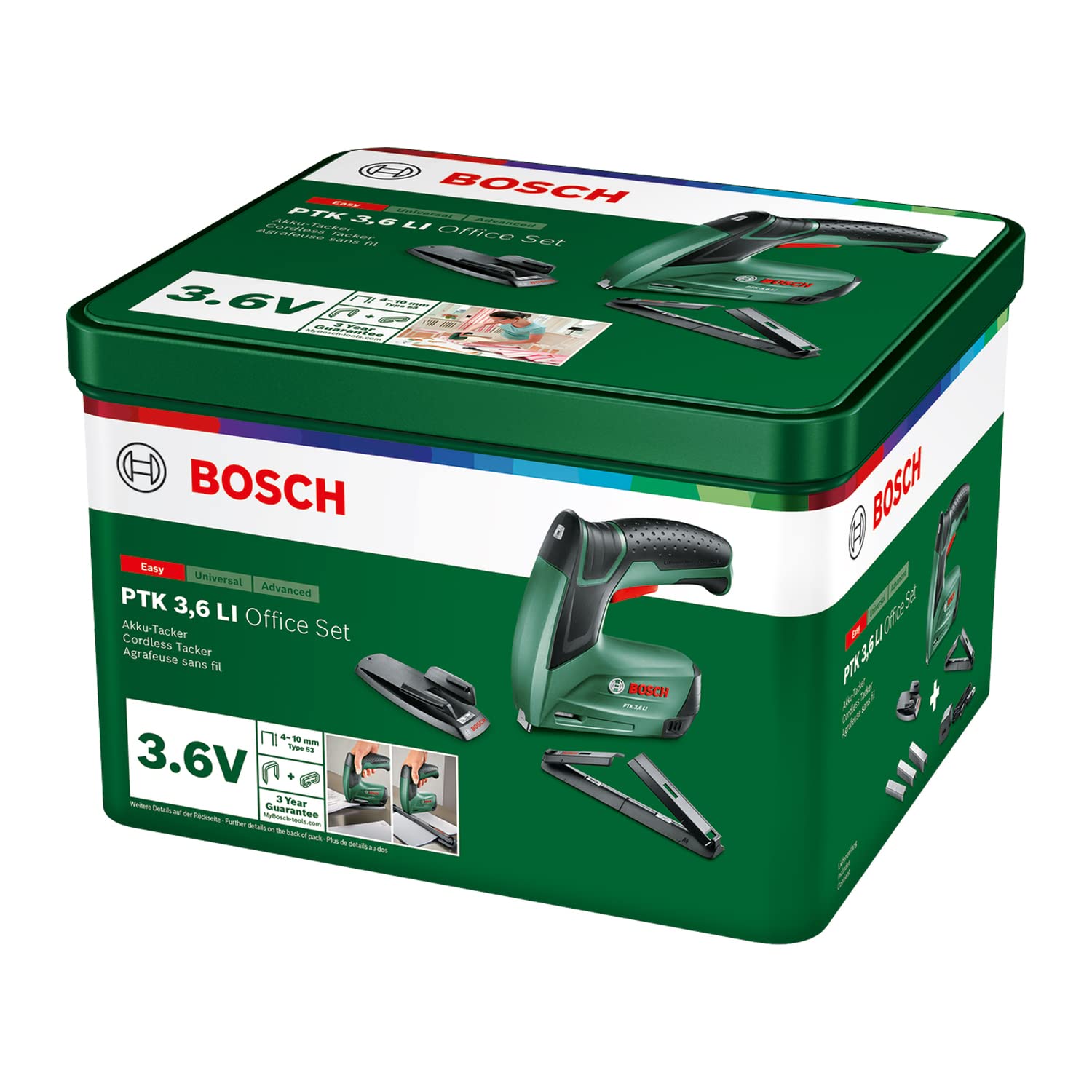Bosch PTK 3.6 LI Graffatrice a Batteria con Set Ufficio