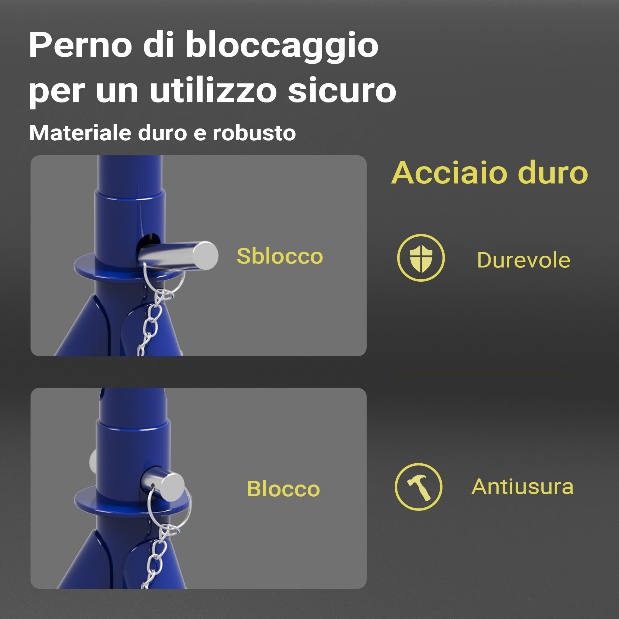 Wiltec Set cric 2t + 2 cavalletti auto acciaio
