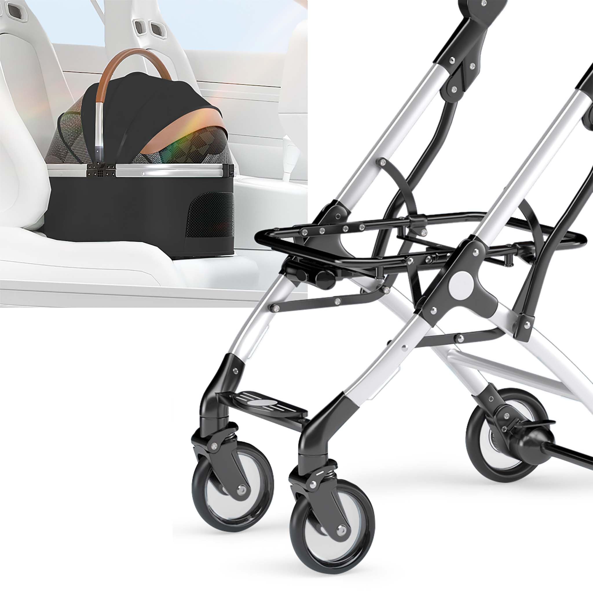 Fudajo 2in1 passeggino per cani nero 15 kg