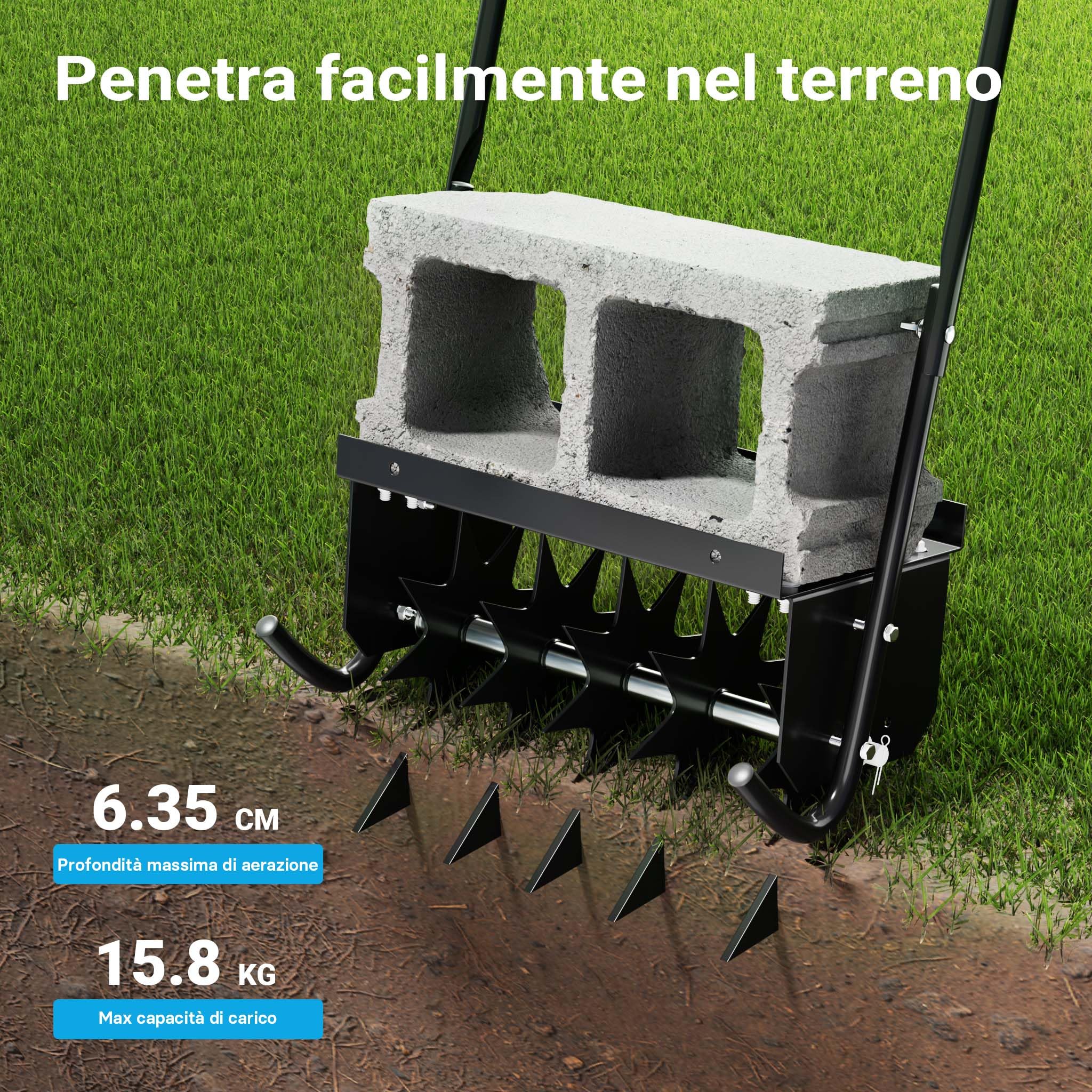 Wiltec Arieggiatore Prato Manuale 5 Dischi 16 Pollici