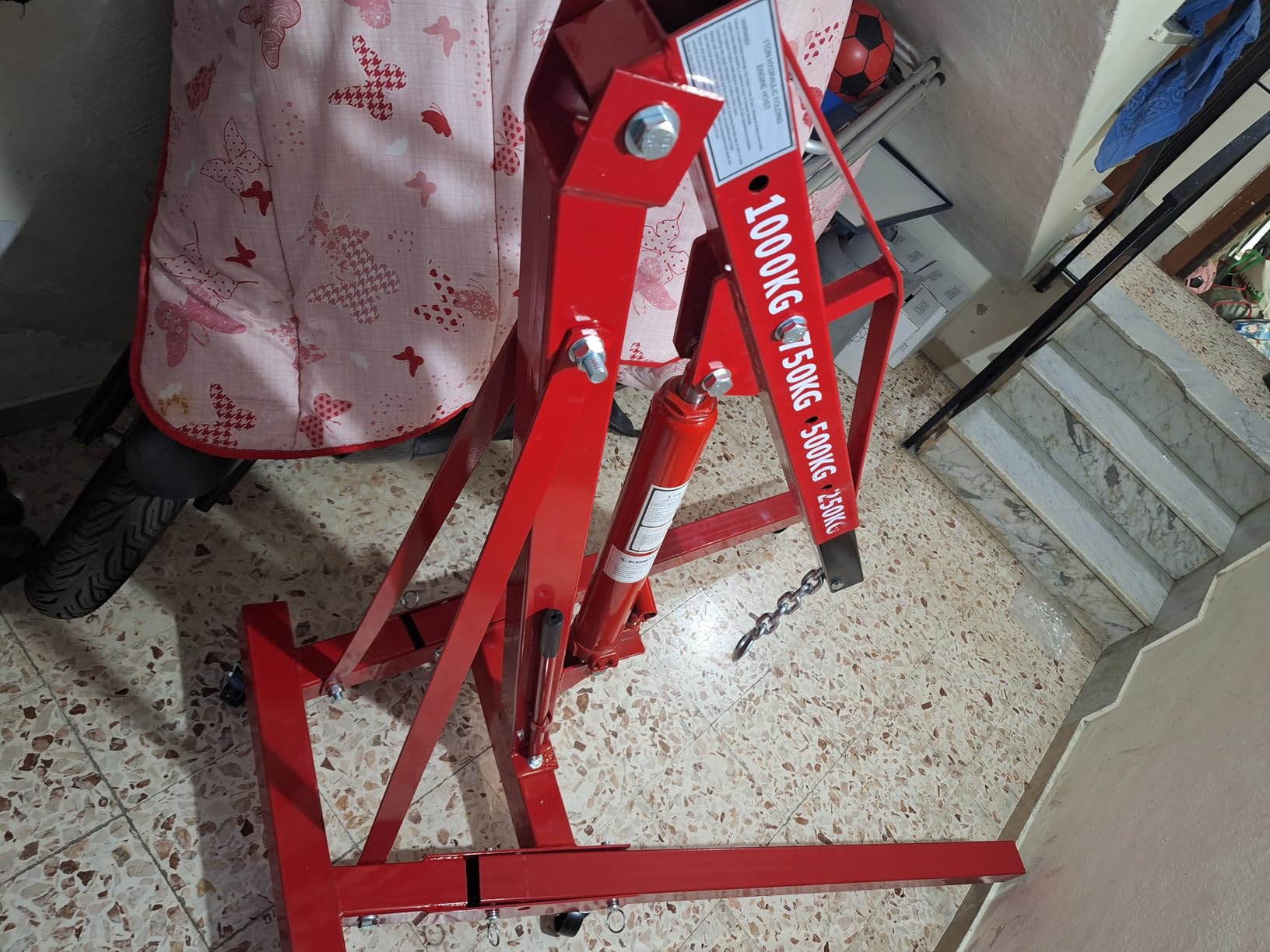EBERTH Gru Officina Idraulica 2000kg Braccio 1050-1590mm