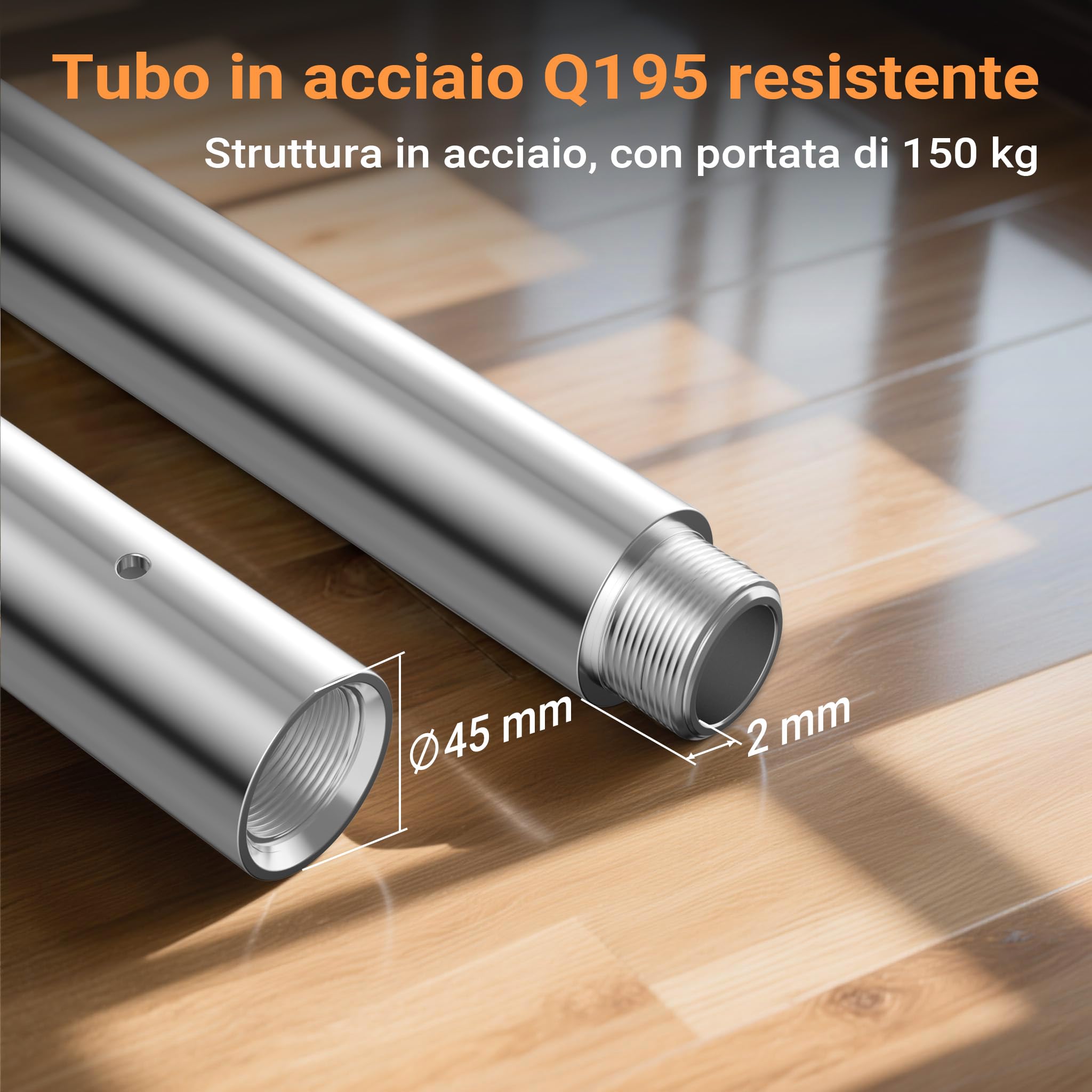Wiltec palo pole dance 45 mm acciaio 2,31-2,74 m