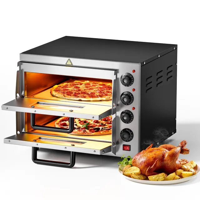 Wiltec Forno pizza elettrico 2 livelli 3000W 350°C