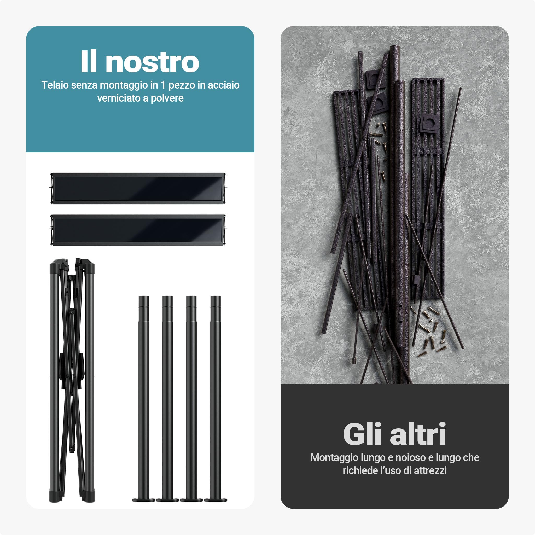 Wiltec Gazebo Barbecue 2,45x1,52 m grigio con 2 ripiani