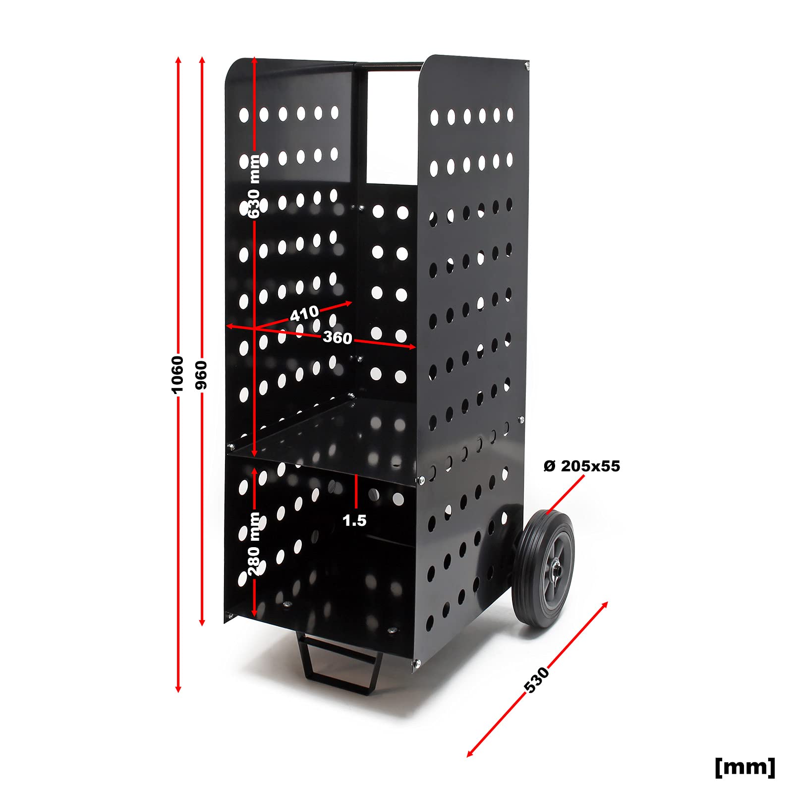 Wiltec Portalegna XL 53x36x106 cm carrello 100 kg