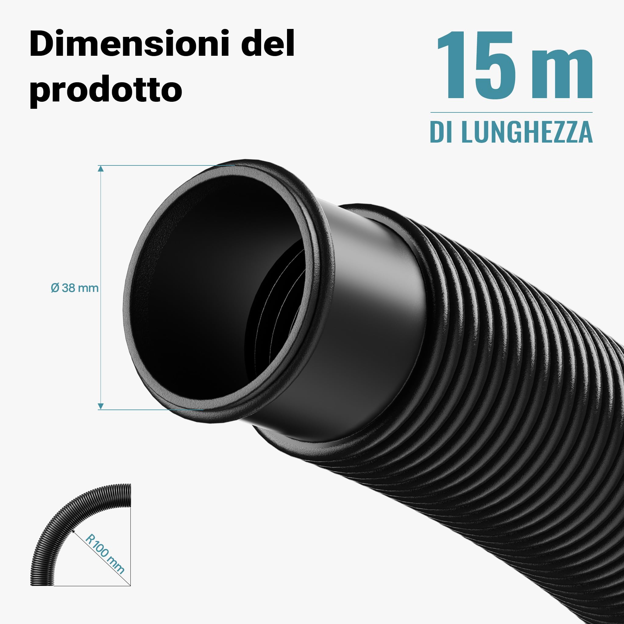 Wiltec tubo piscina nero 15 m 38 mm galleggiante