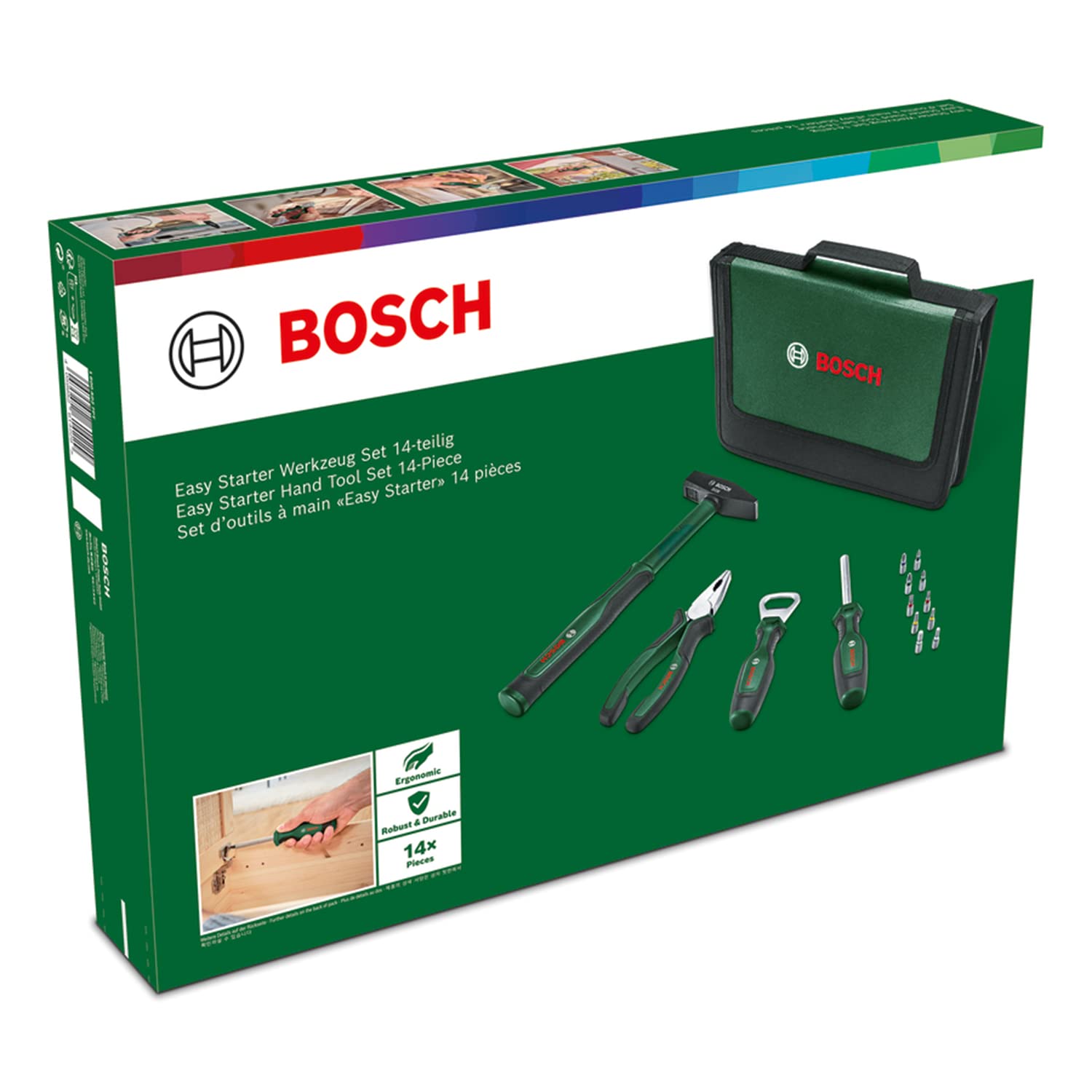 Bosch Easy Starter Set Utensili Manuali 14 pezzi con borsa