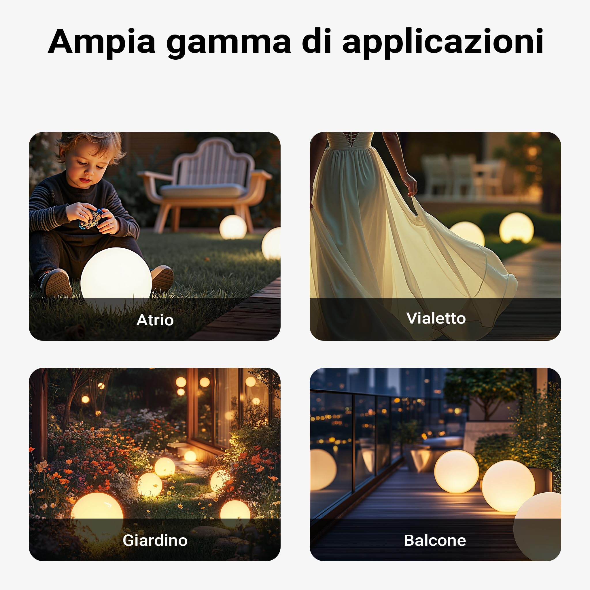 Wiltec Sfera Luminosa Esterno Ø30cm E27 con Picchetto IP44