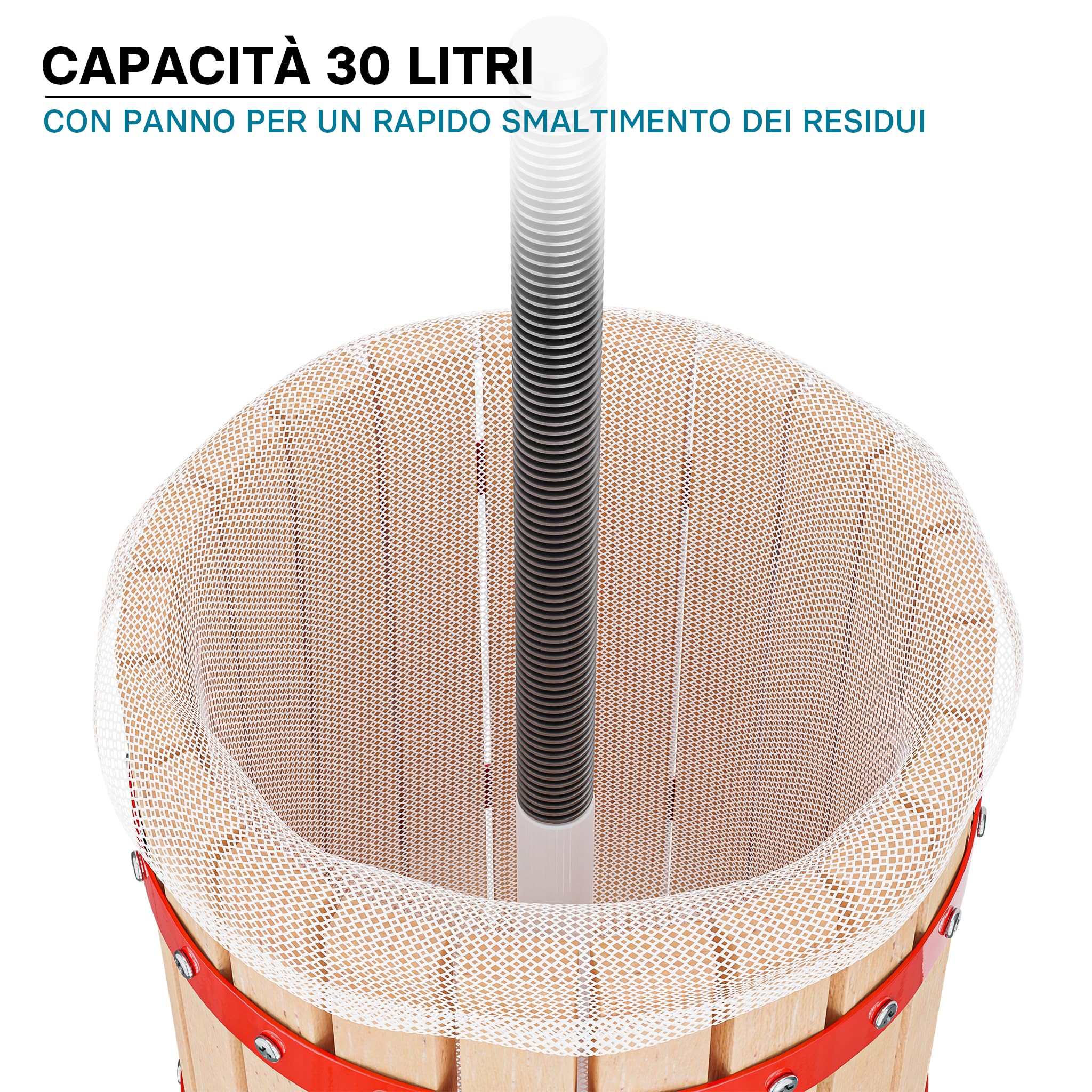 Wiltec Torchio Frutta 30 Litri Gabbia Legno con 3 Sacchi