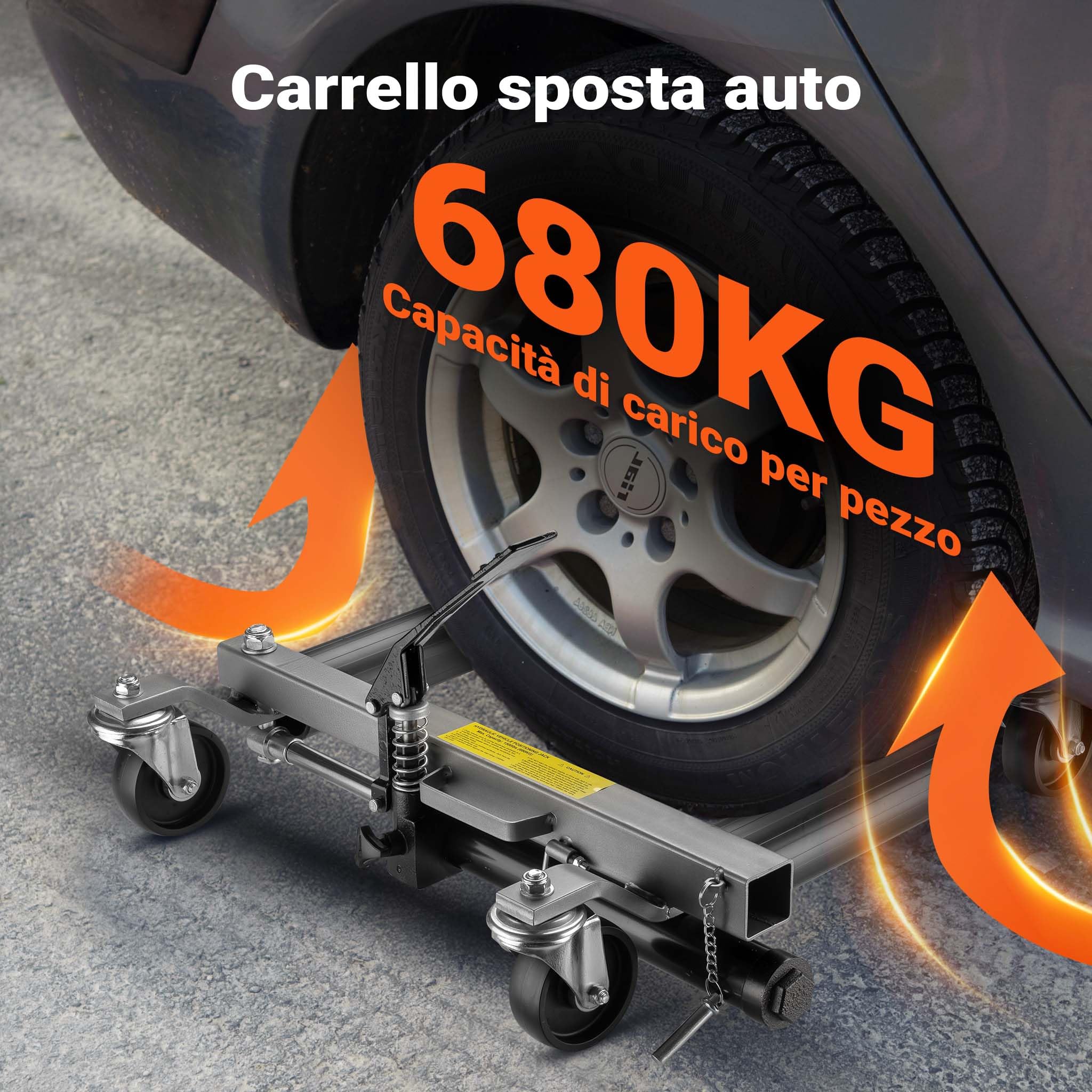 Wiltec Idraulico 680kg carrelli sposta auto 2pz gomme 30cm