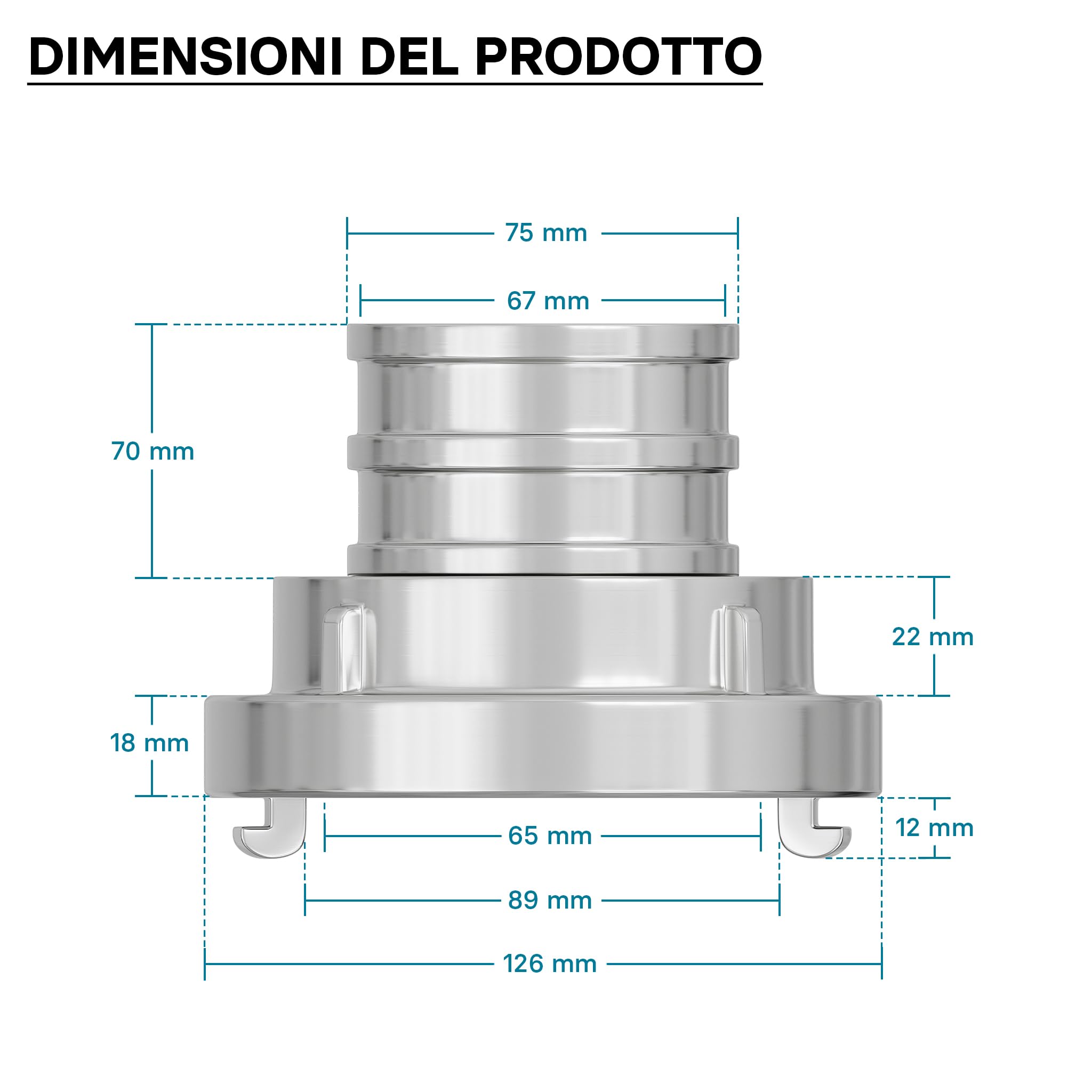 Wiltec Raccordo Storz B 75 mm tubo alluminio
