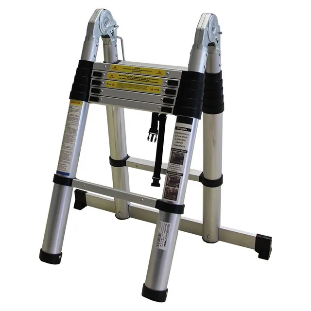 Bormann scala telescopica alluminio 12 gradini 1,9+1,9m soft close