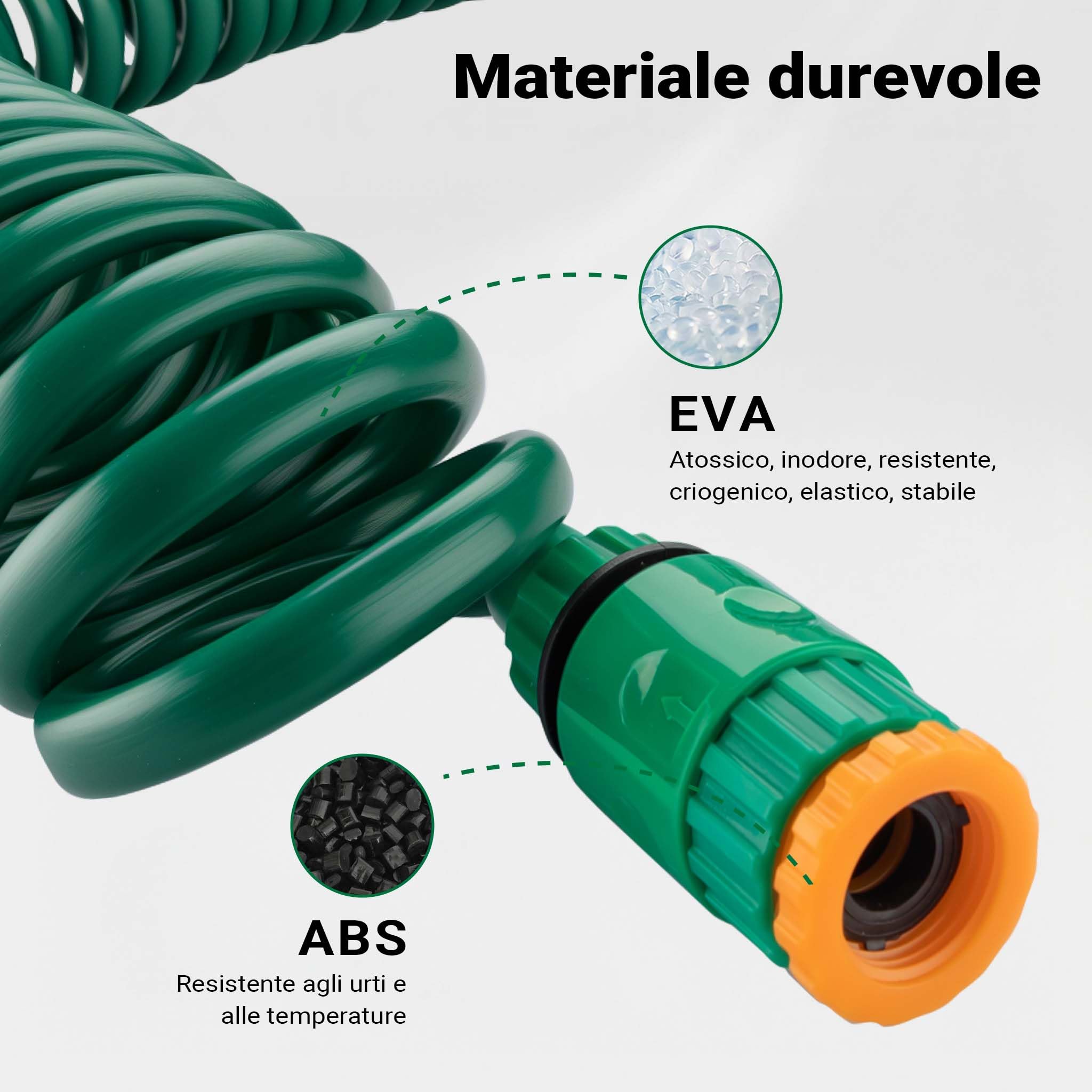 Wiltec tubo a spirale giardino 15 m 1/2-3/4 6 bar