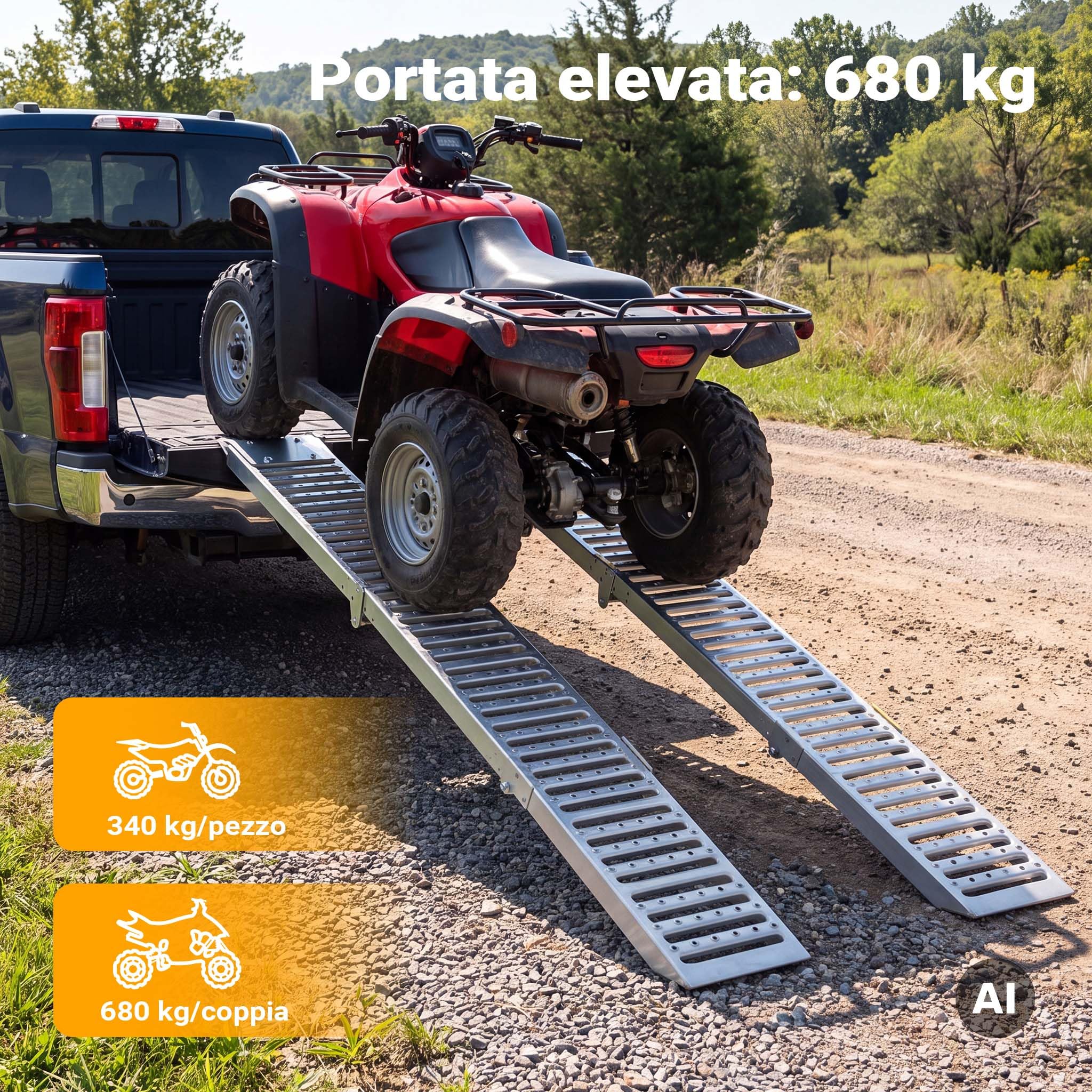 XPOtool Rampe di Carico Pieghevoli 197 cm Acciaio 340 kg 2 Pezzi