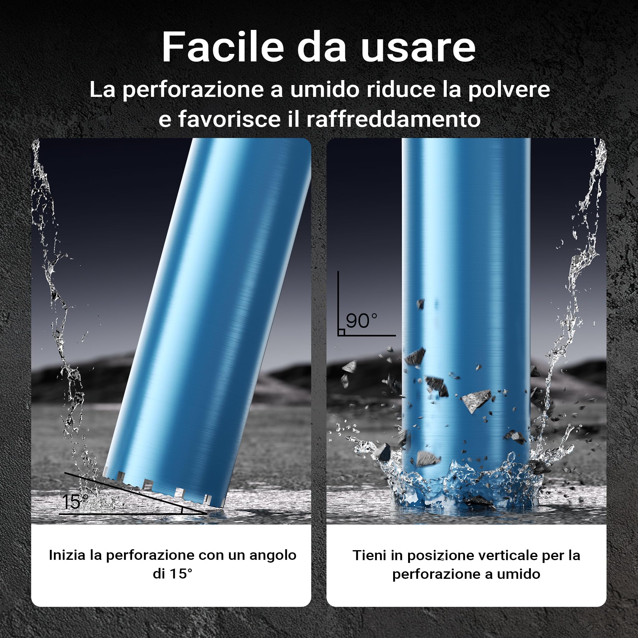 Wiltec Corona Diamantata Carotatrice Ø132 mm 450 mm Umido