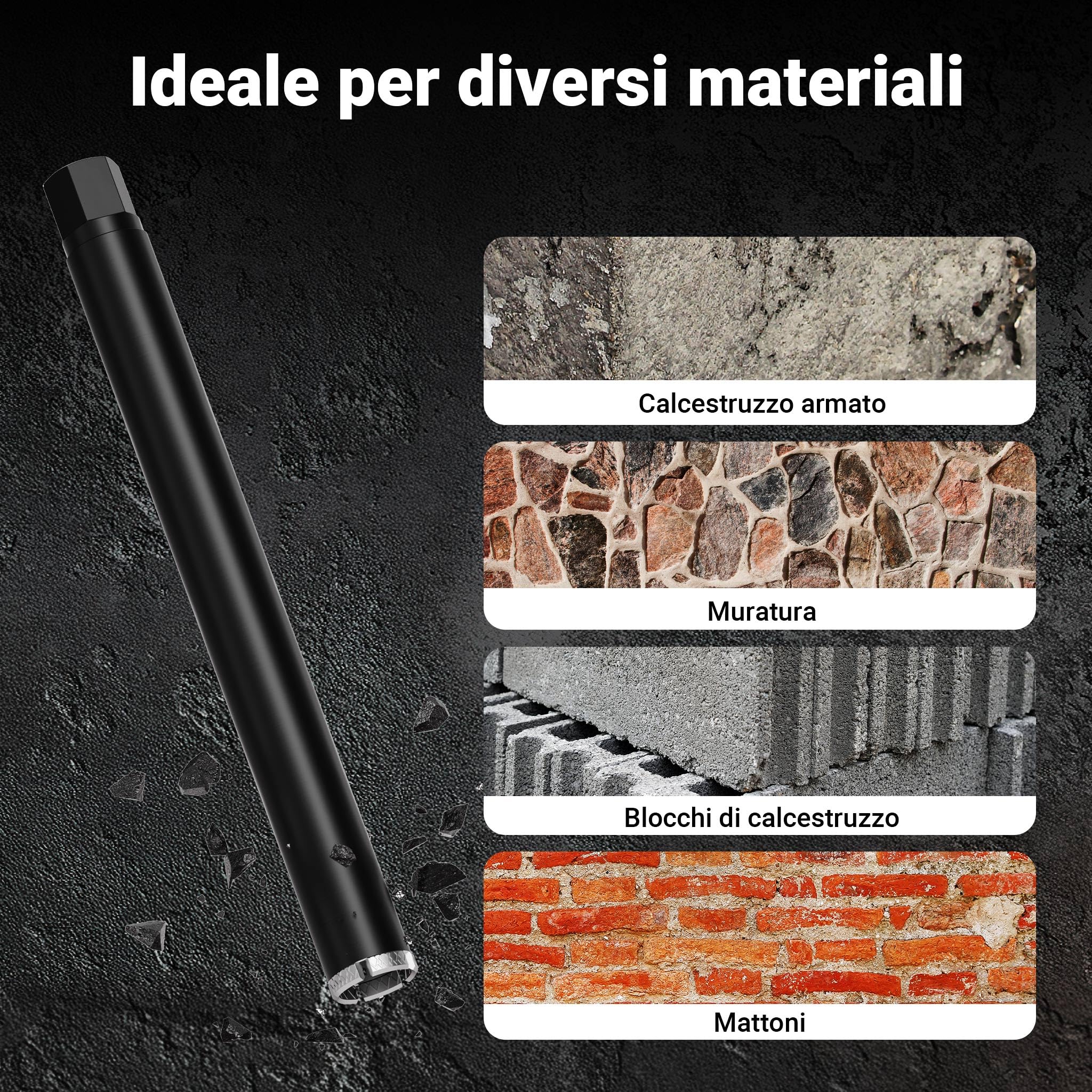 Wiltec corona diamantata 52 mm 450 mm per umido