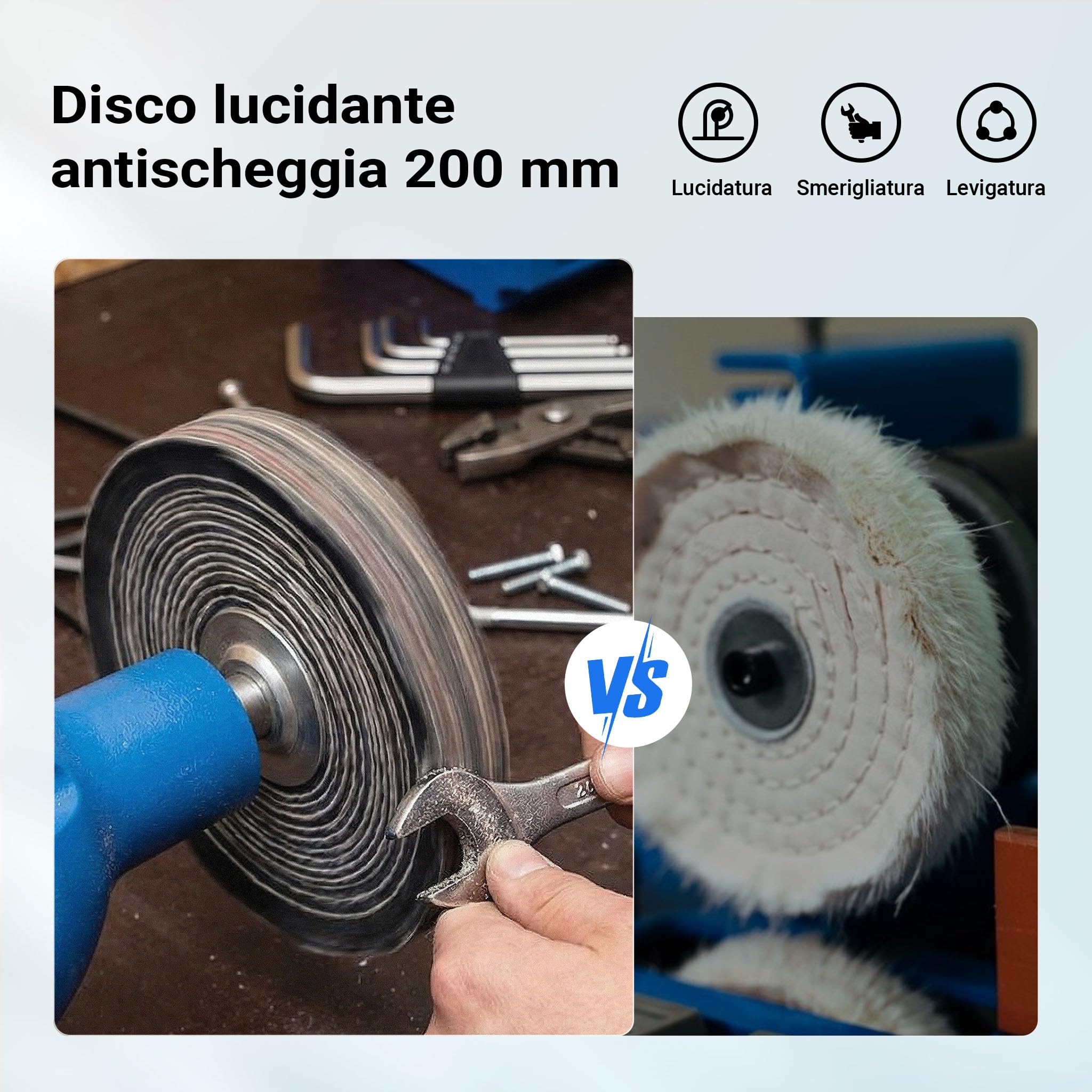 Wiltec Lucidatrice 750W doppia dischi 200 mm banco