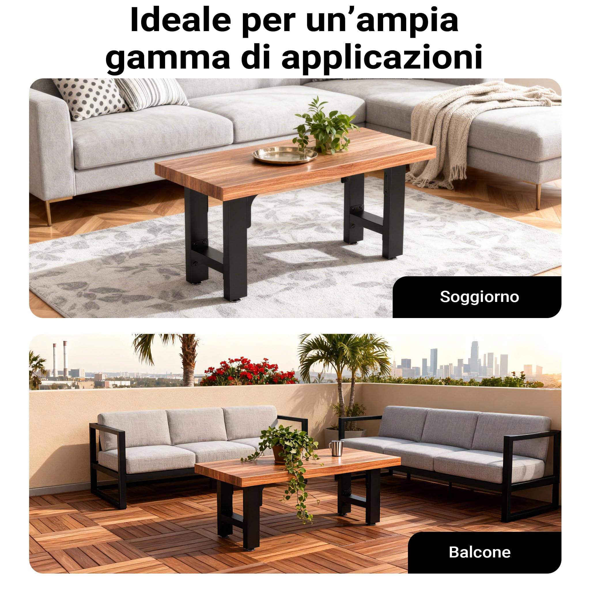 Wiltec Base Panca Nera 30x43 cm Set 2 Pezzi Acciaio