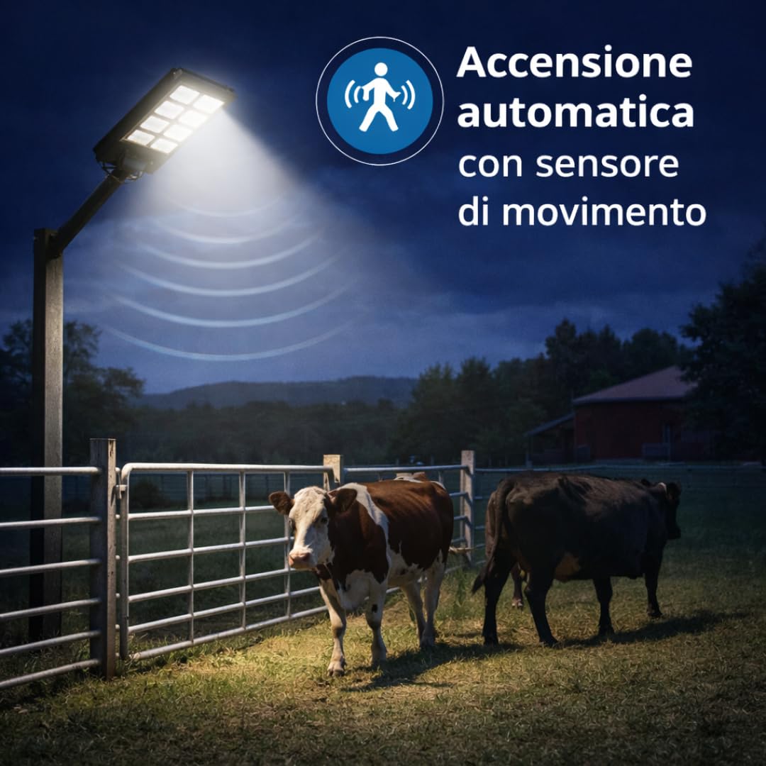 De Rosa Shop lampione solare LED 1200W con telecomando IP65