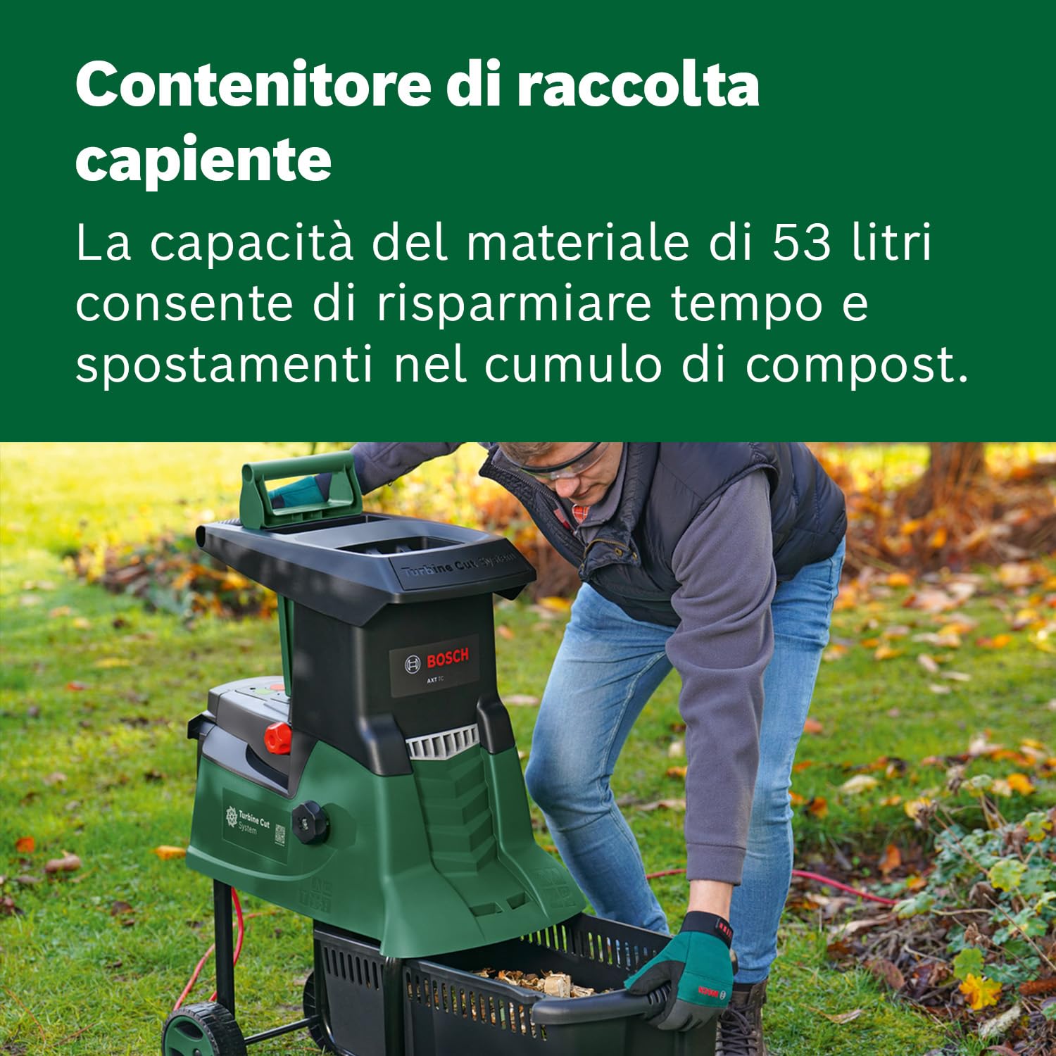 Bosch AXT 25 TC biotrituratore turbina con guanti XL