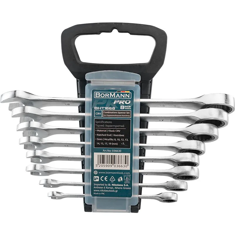 Bormann Pro chiavi combinate a cricchetto 8 pezzi