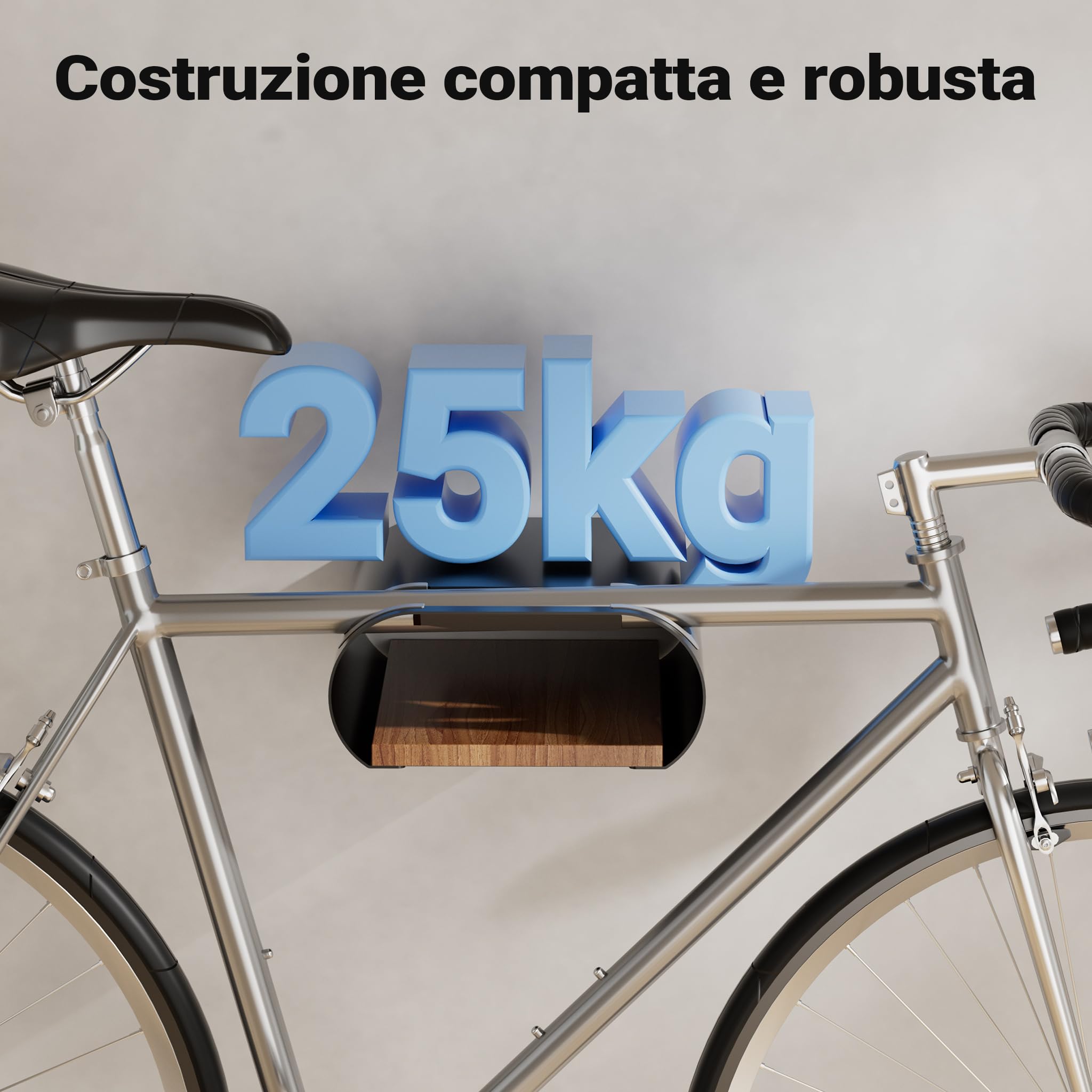 Wiltec Supporto Parete Bicicletta Nero 25kg Universale