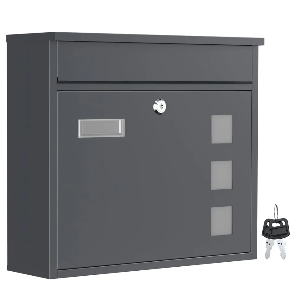 Wiltec Cassetta Postale V12 Antracite Finestrelle Nome