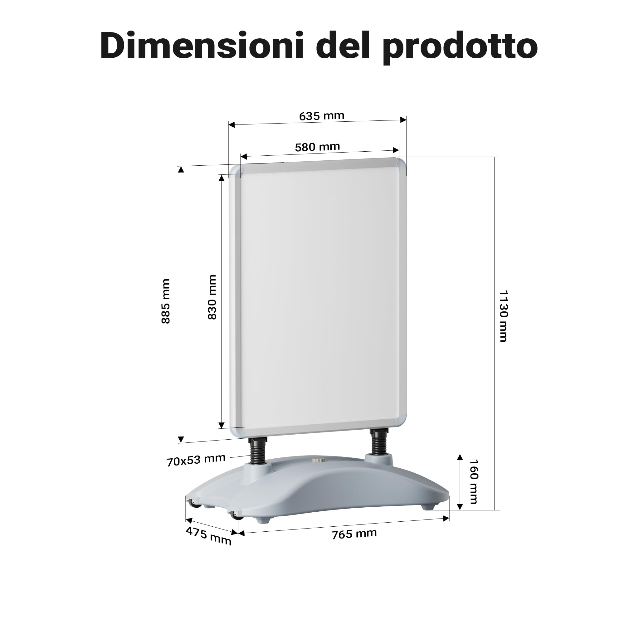 Wiltec Cavalletto pubblicitario bifacciale antivento ruote