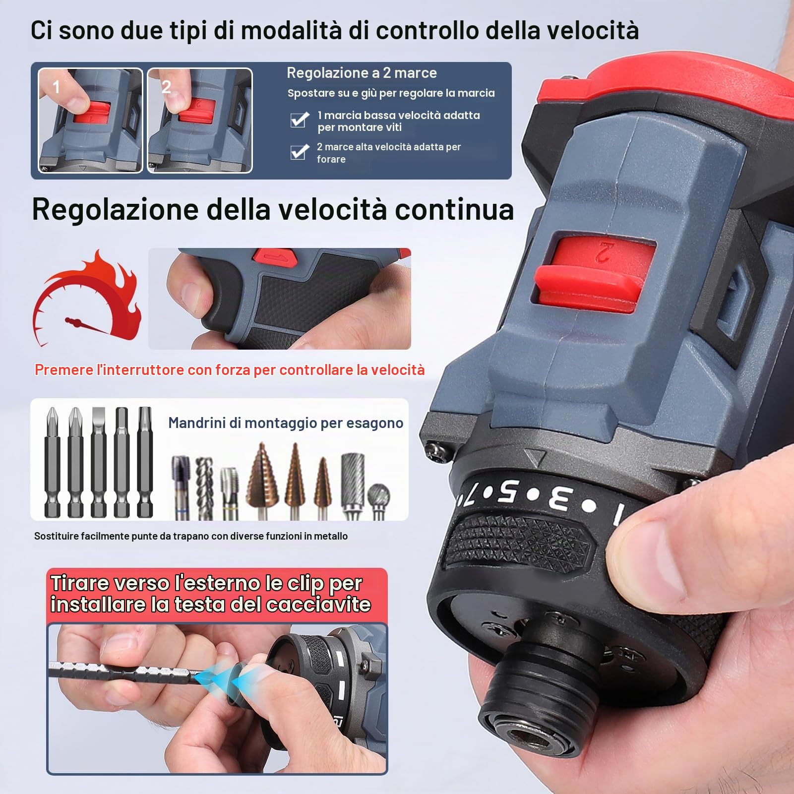 Weytoll 16.8V Trapano Avvitatore Batteria 45Nm 2 Batterie