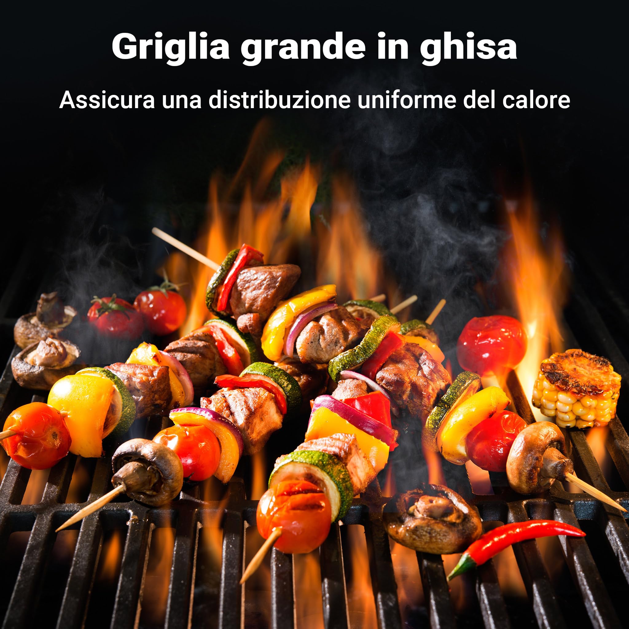 Wiltec griglia barbecue in ghisa rotonda 34,5 cm spessore 9 mm