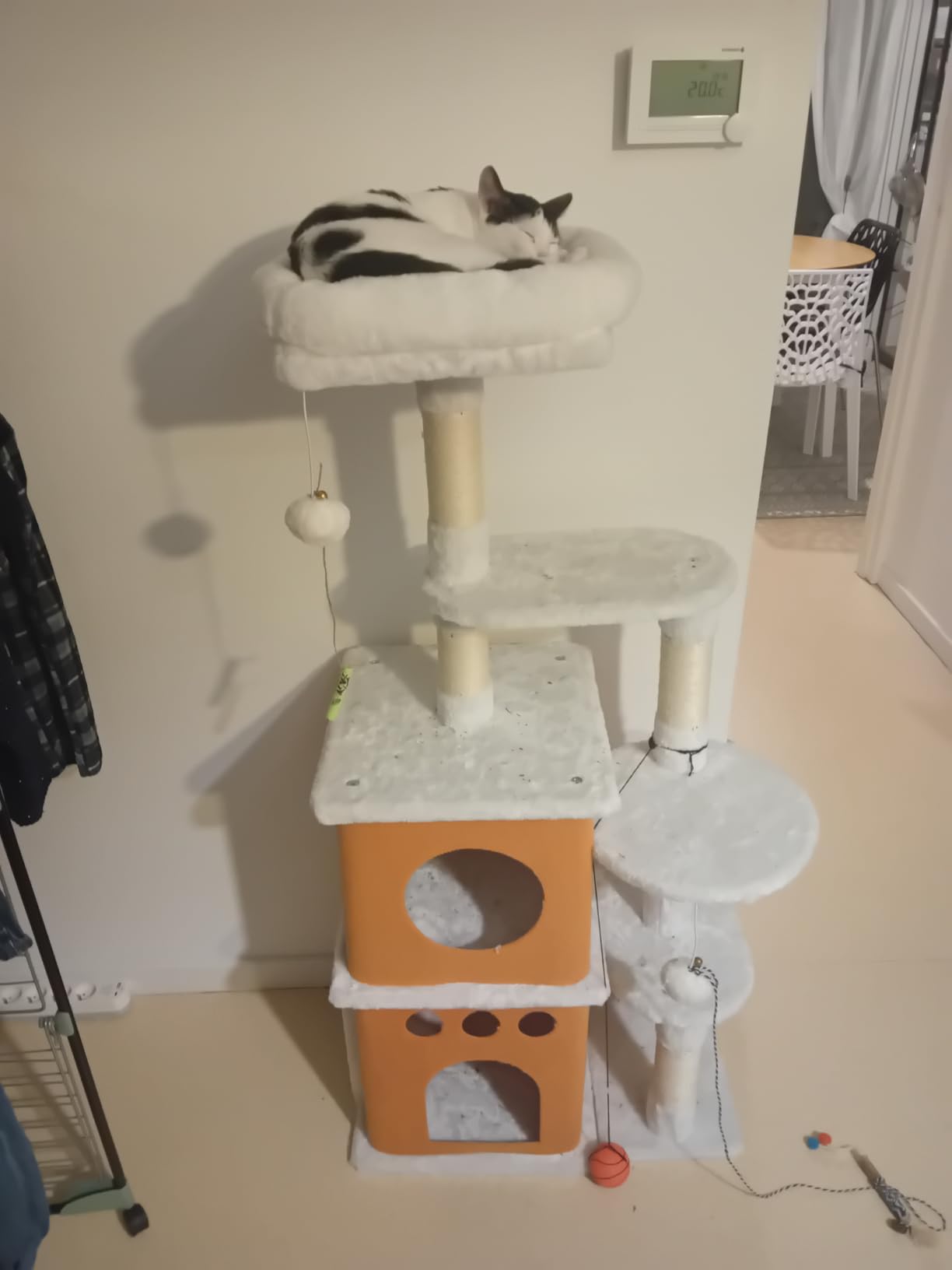Fudajo Albero tiragraffi gatti 125 cm bianco marrone sisal
