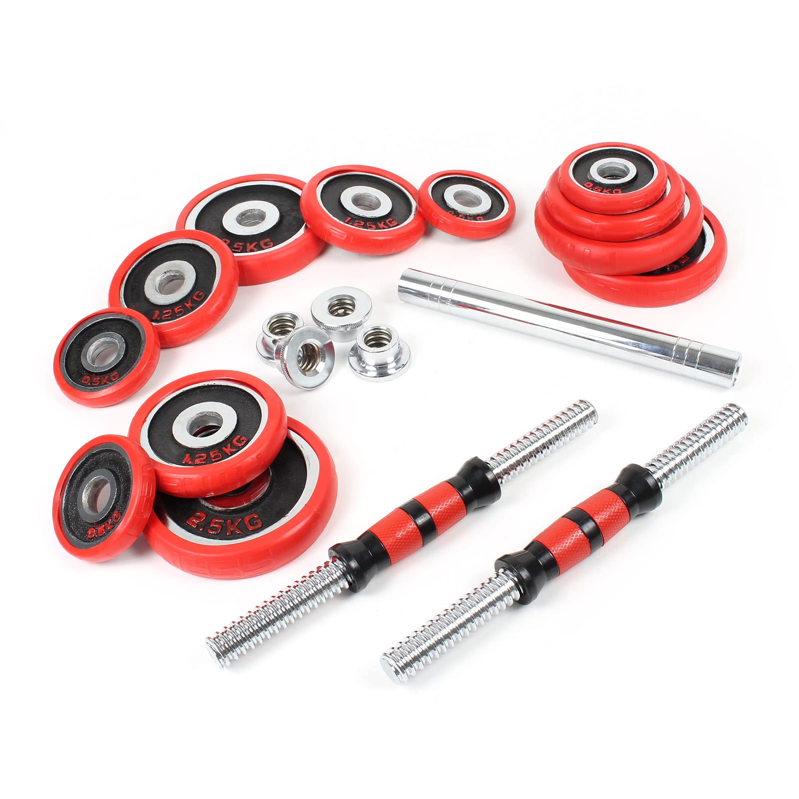 Wiltec Set Manubri 20 kg 2in1 Bilanciere 12 Dischi 30mm