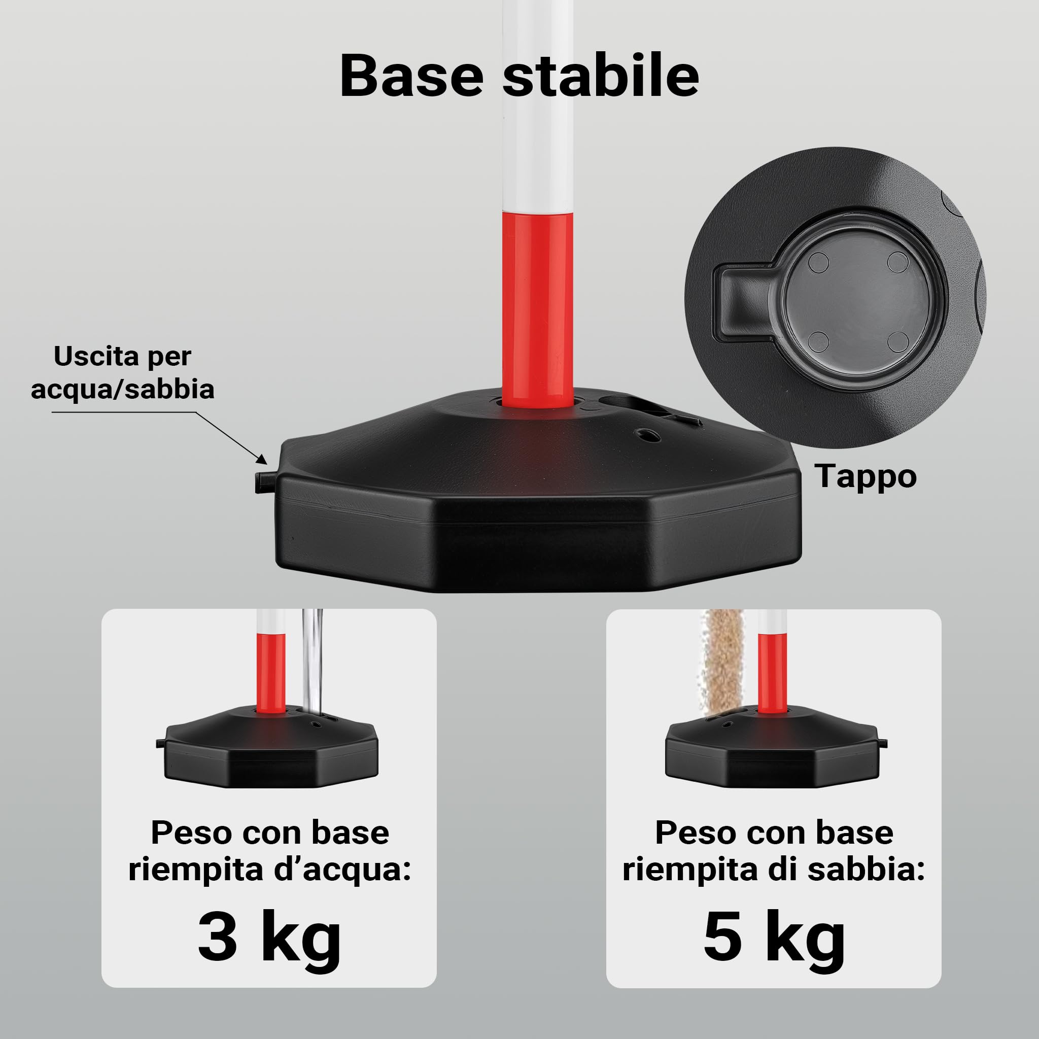 Wiltec Paletto con Catena Ø 28x80 cm Bianco Rosso